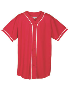 STYLE 593 - WICKING MESH BUTTON FRONT JERSEY WITH BRAID TRIM