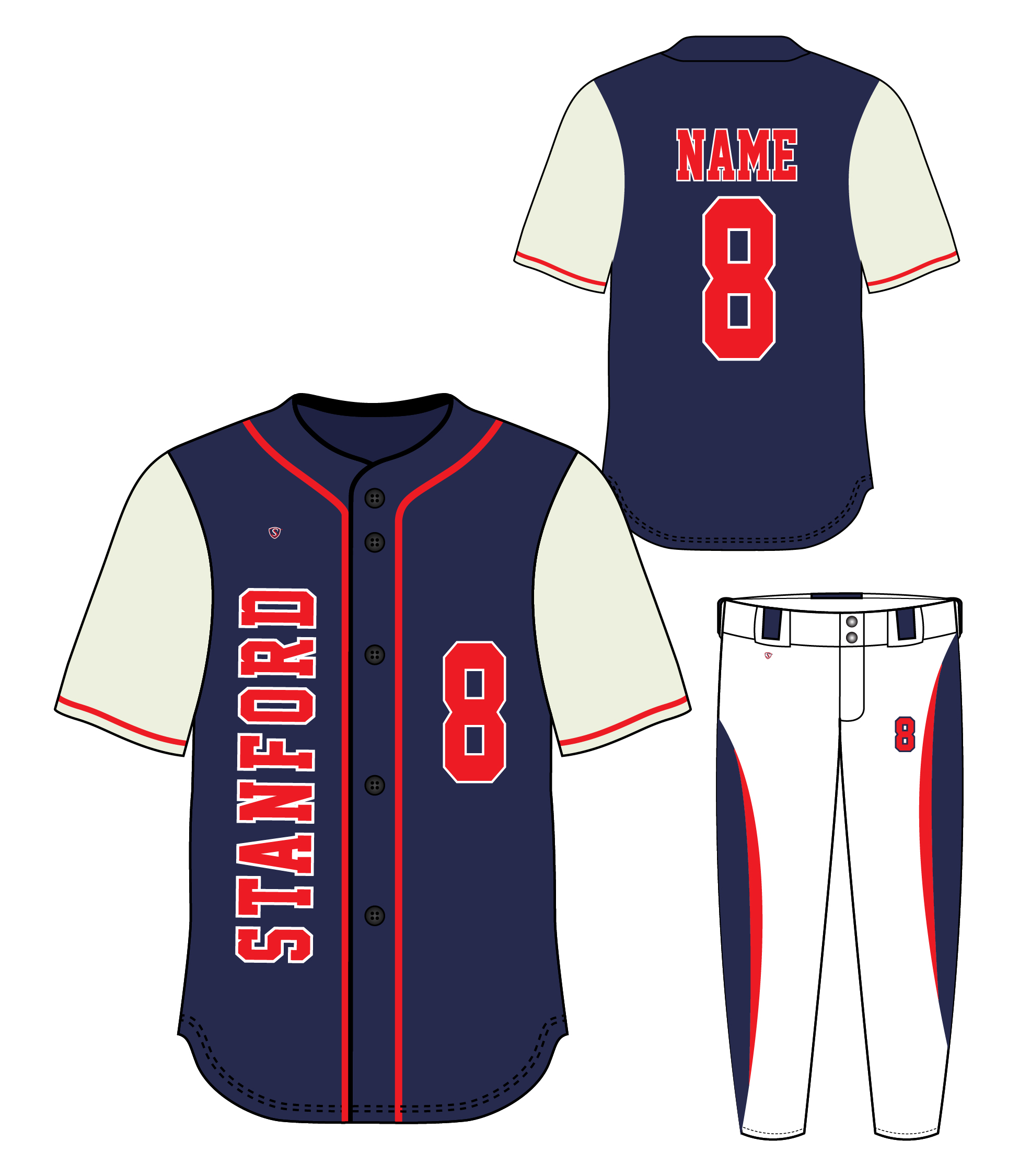 Custom Sublimated Baseball Uniform - Stanford 