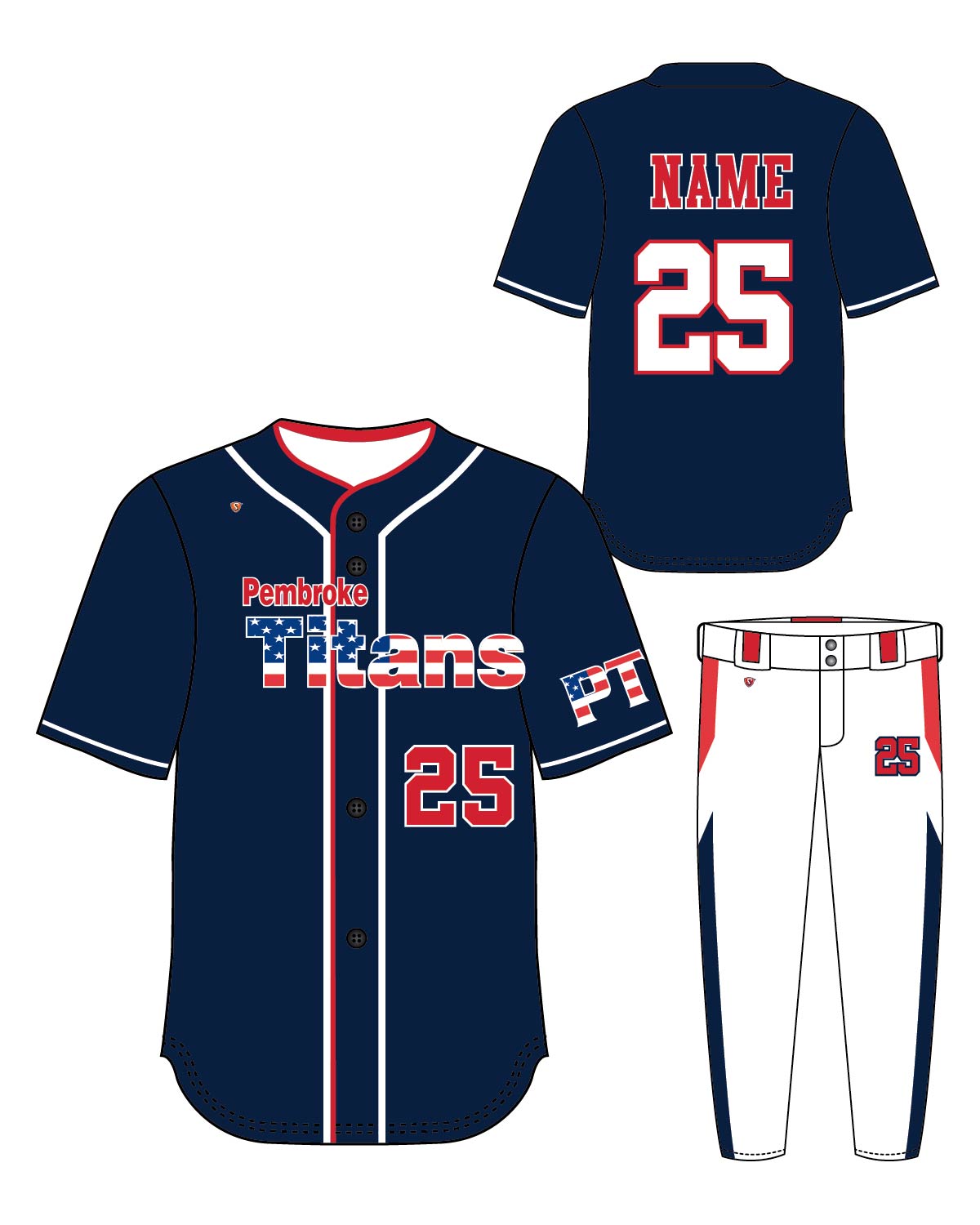 Custom Sublimated Baseball Uniform - Titans