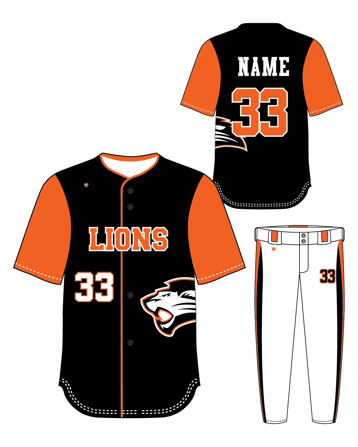 Custom Sublimated Baseball Uniform - Lions