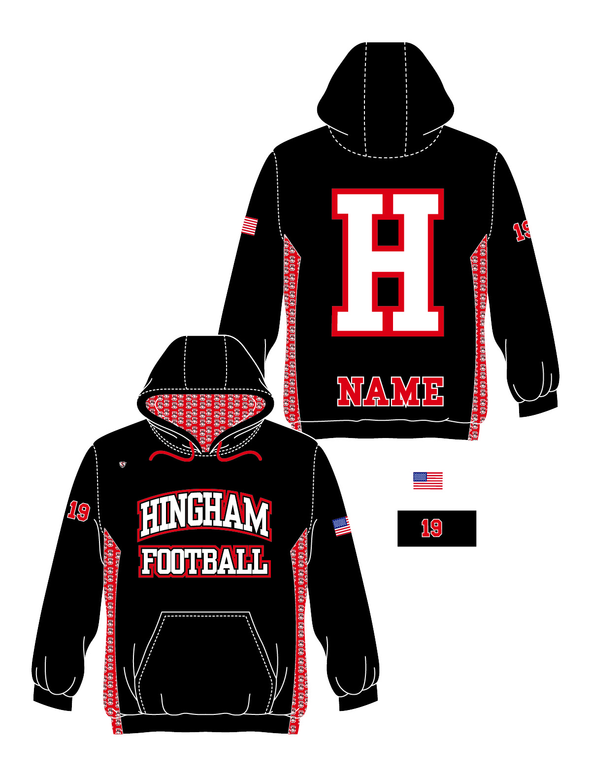 Custom Sublimated Hoodie - Hingham Football 2