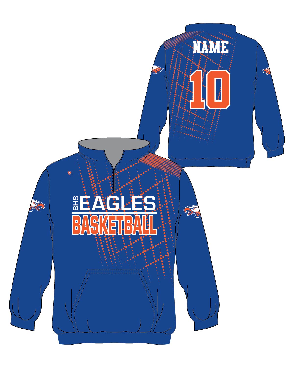 Custom Sublimated 1/4 Zip Pullover - Eagles Basketball