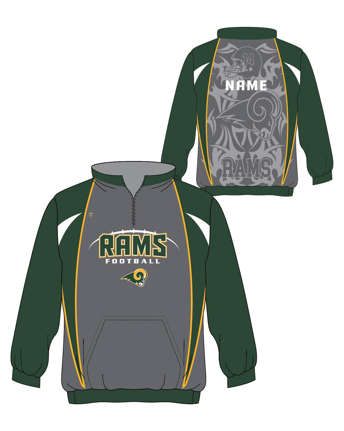 Custom Sublimated 1/4 Zip Pullover - Rams