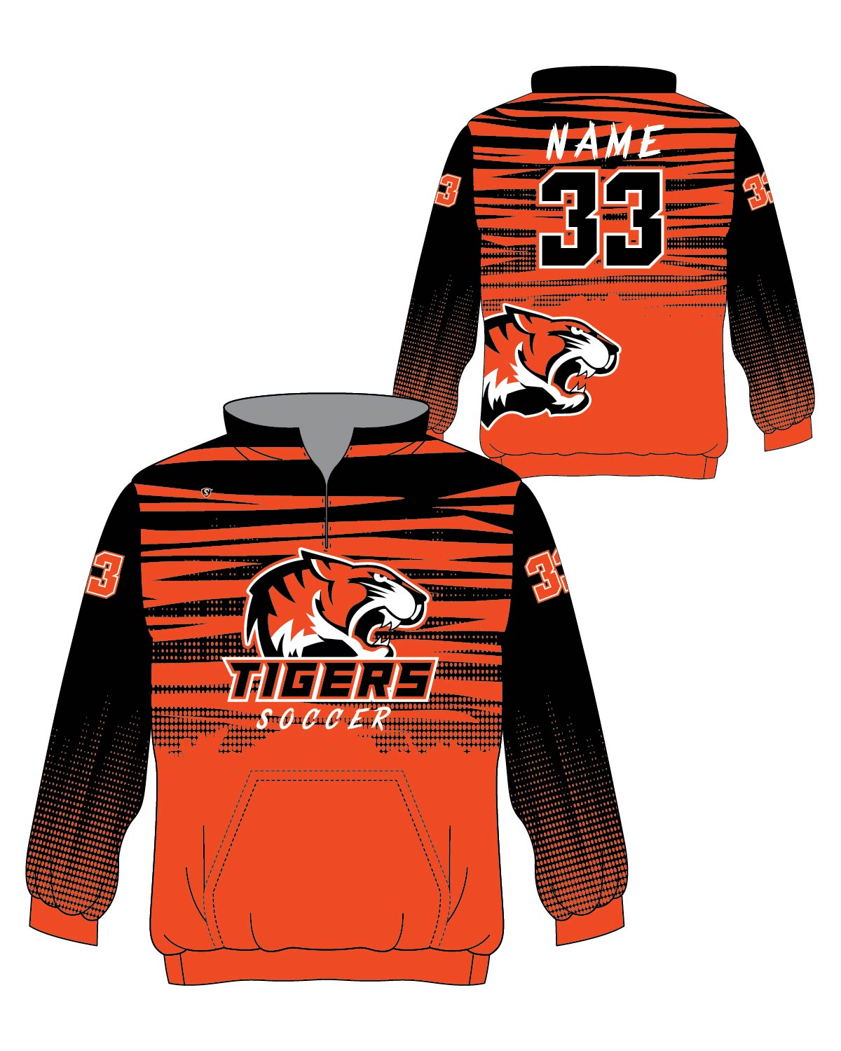 Custom Sublimated 1/4 Zip Pullover - Tigers