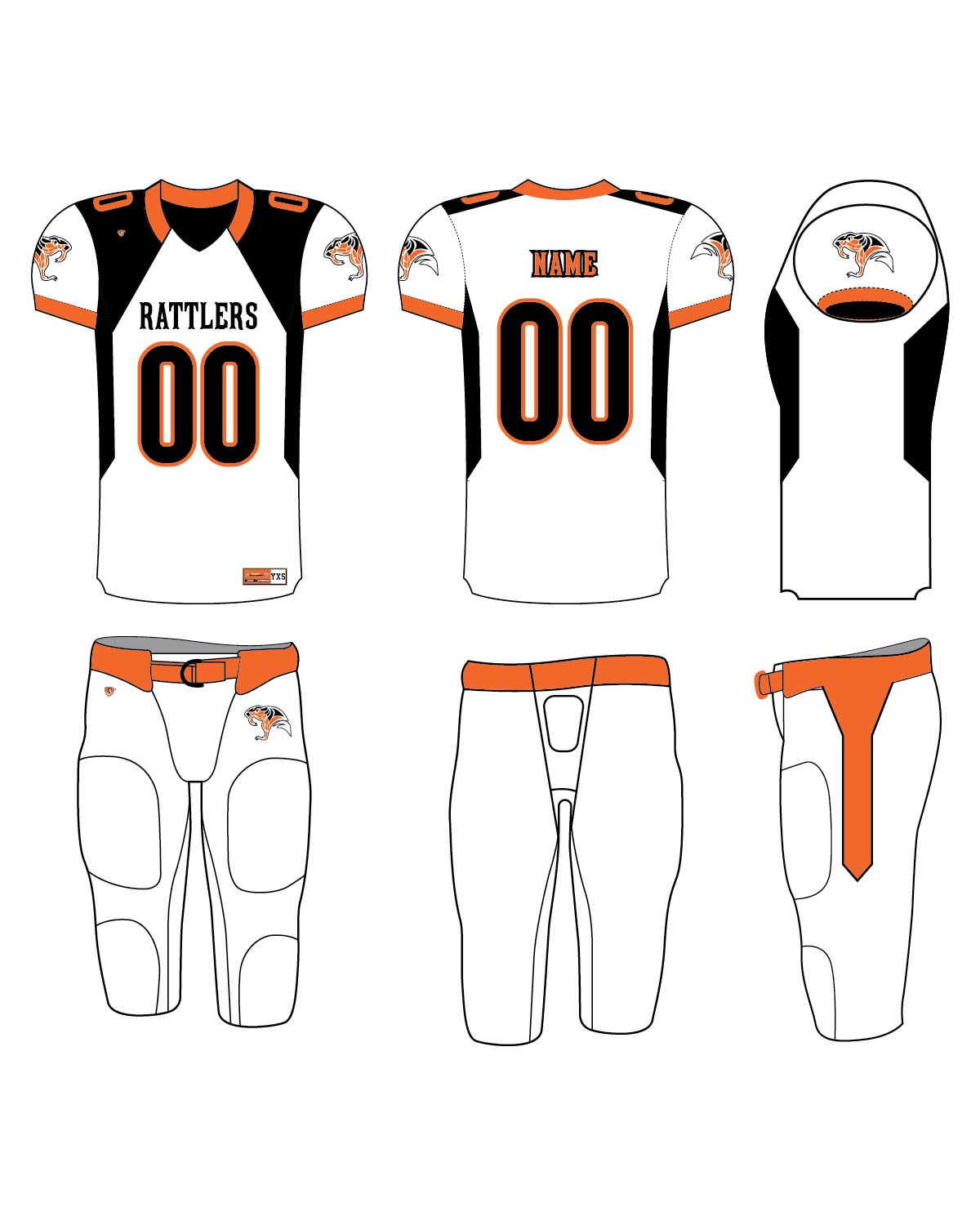 Custom Sublimated Football Uniform - Rattlers 1 