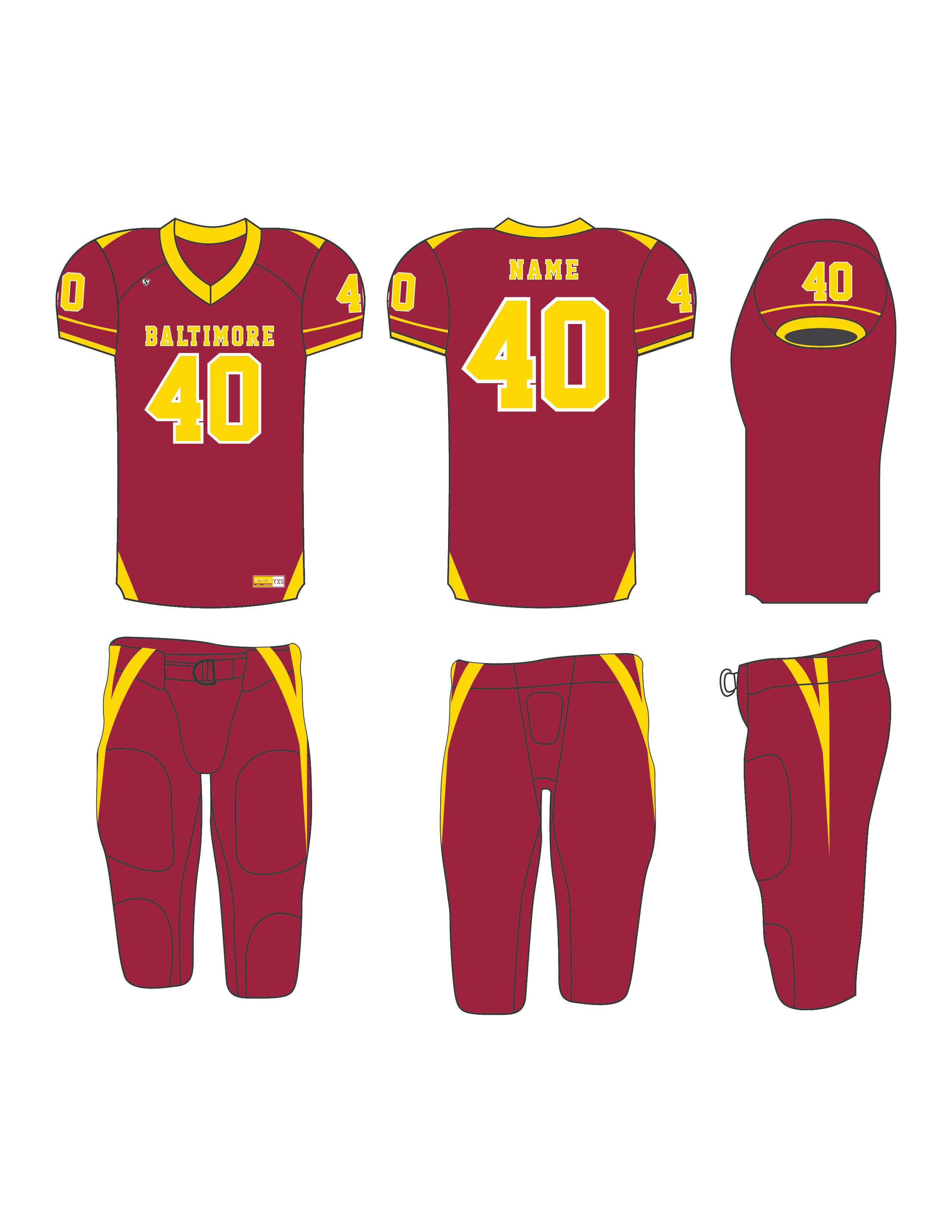 Custom Sublimated Football Uniform - Baltimore