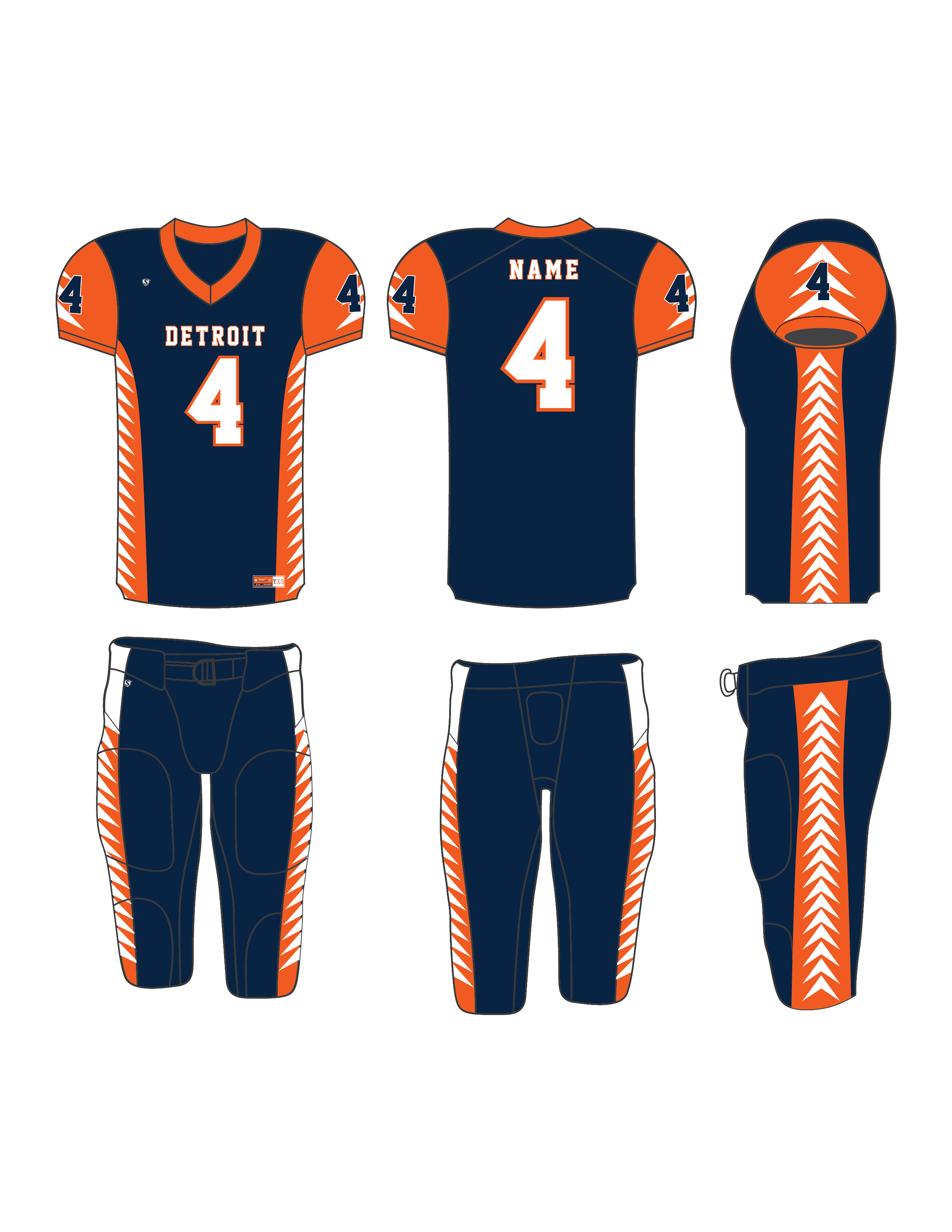 Custom Sublimated Football Uniform - Detroit