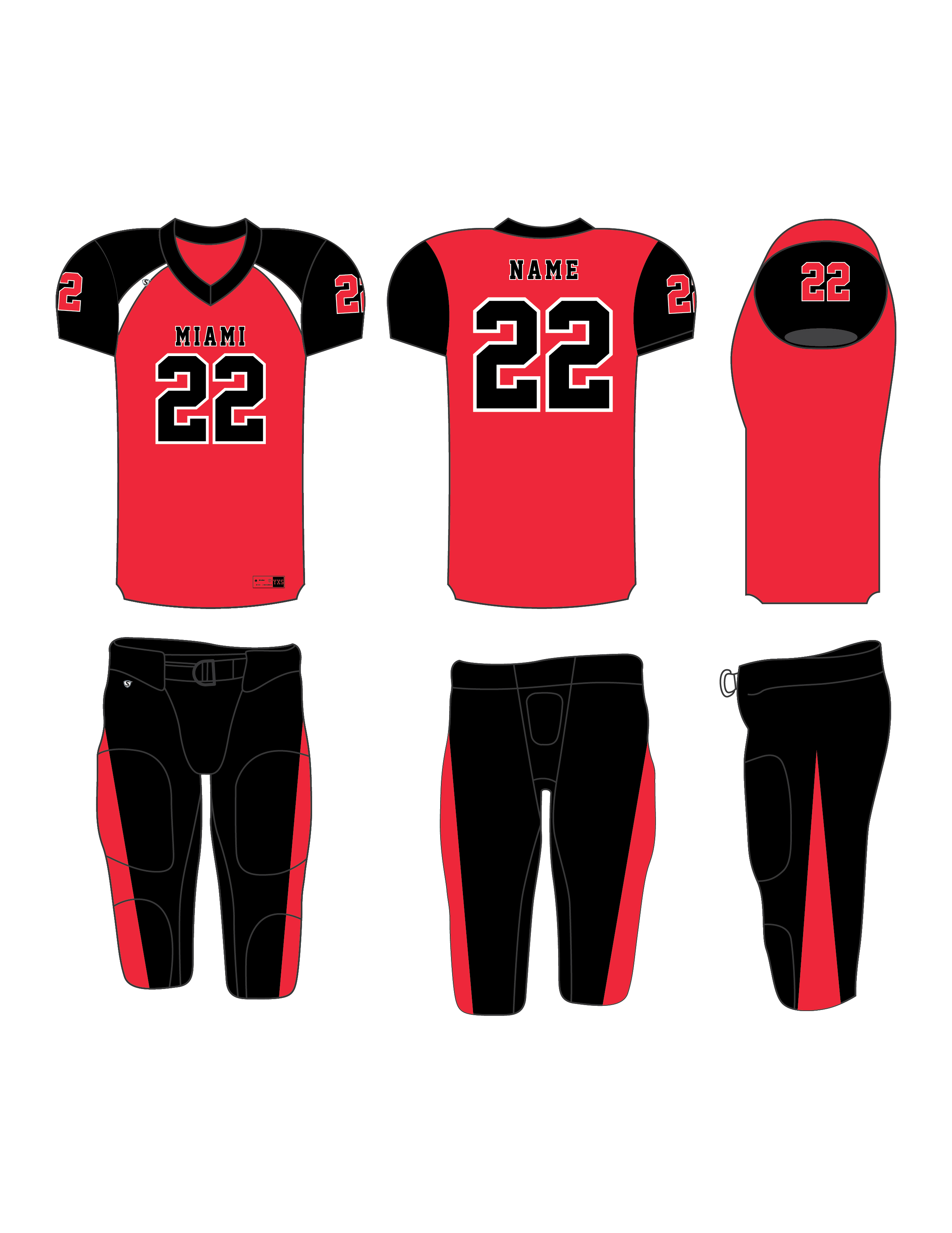 Custom Sublimated Football Uniform - Miami