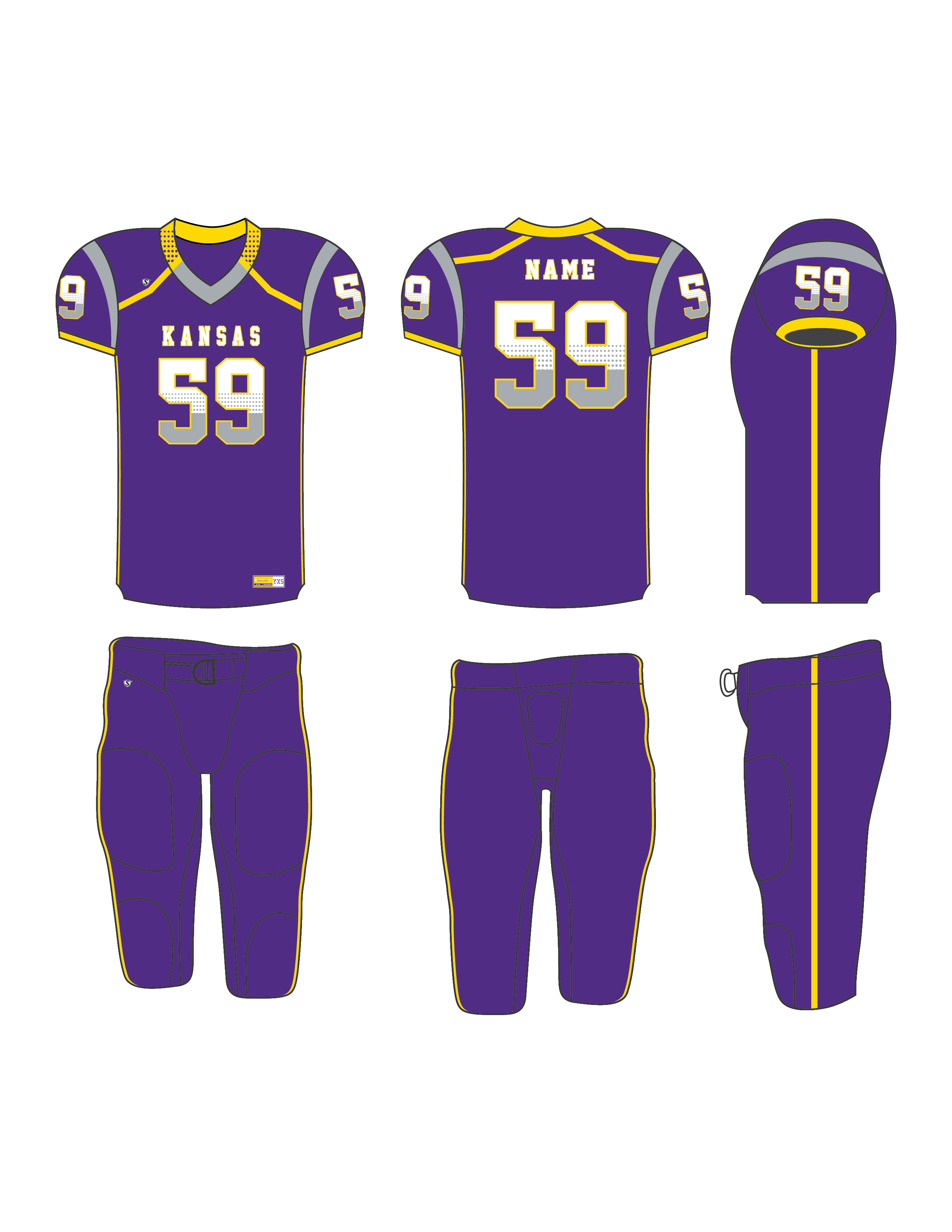 Custom Sublimated Football Uniform - Kansas