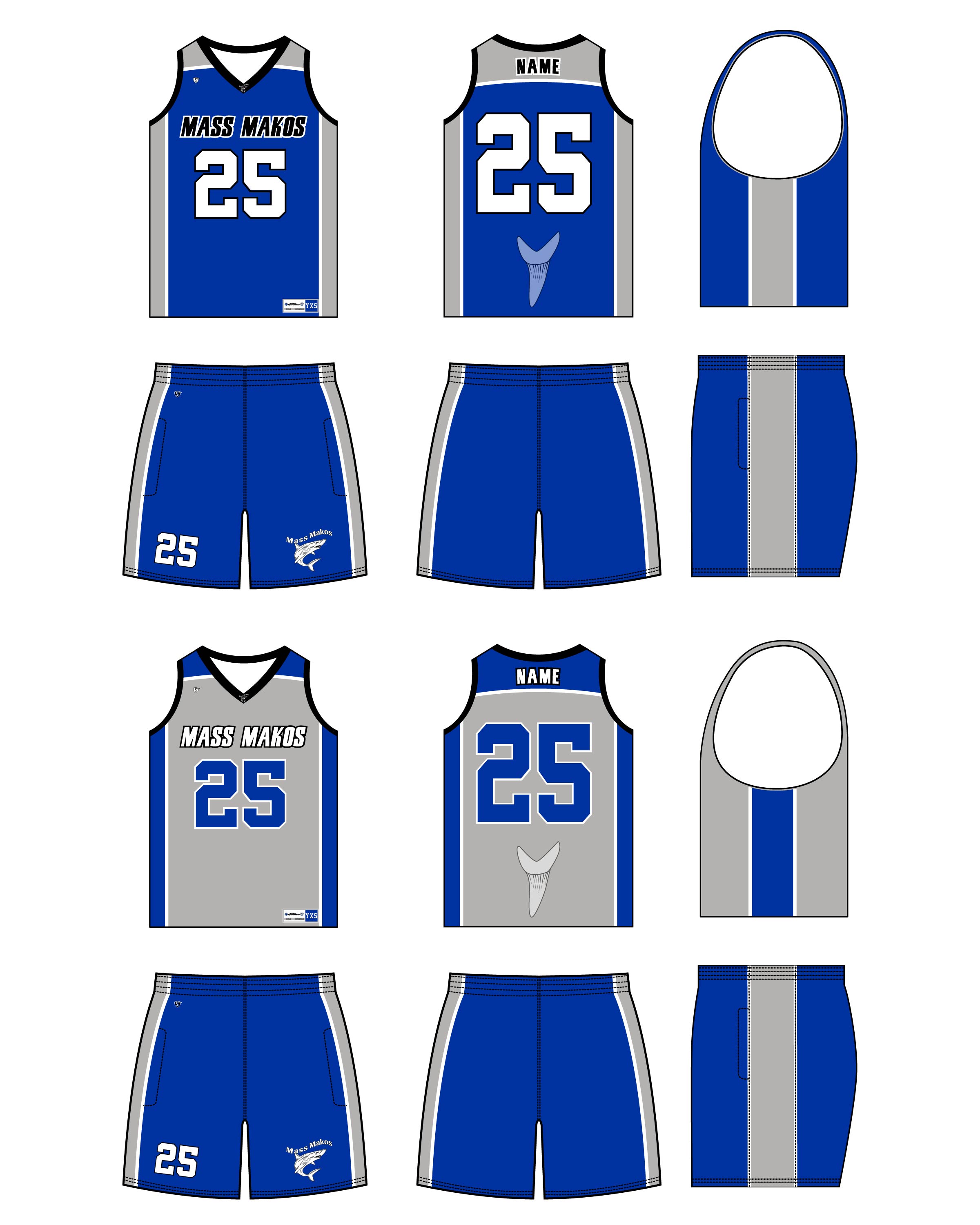 Custom Sublimated Basketball Uniform - Mass Makos 3