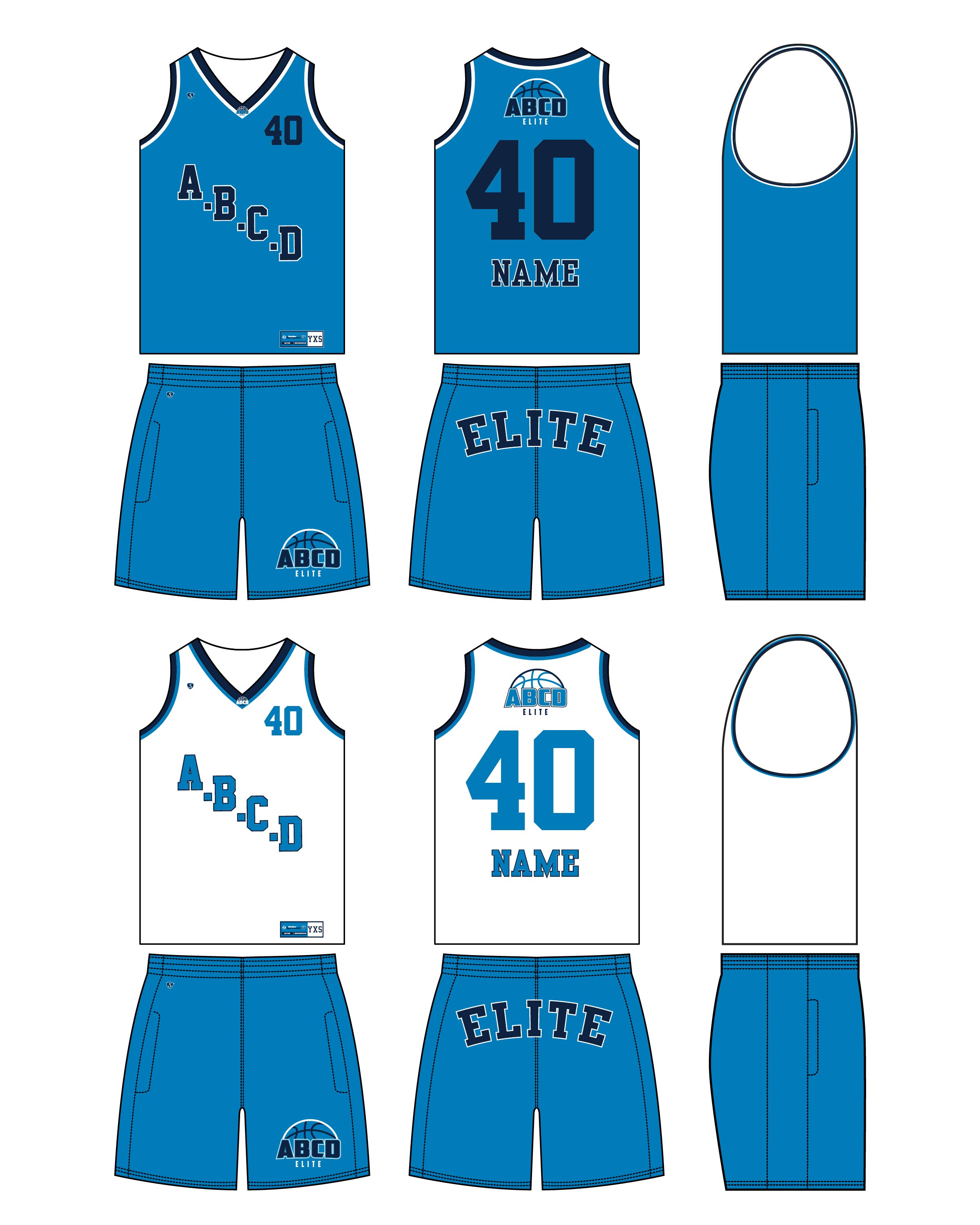 Custom Sublimated Basketball Uniform - ABCD 1 