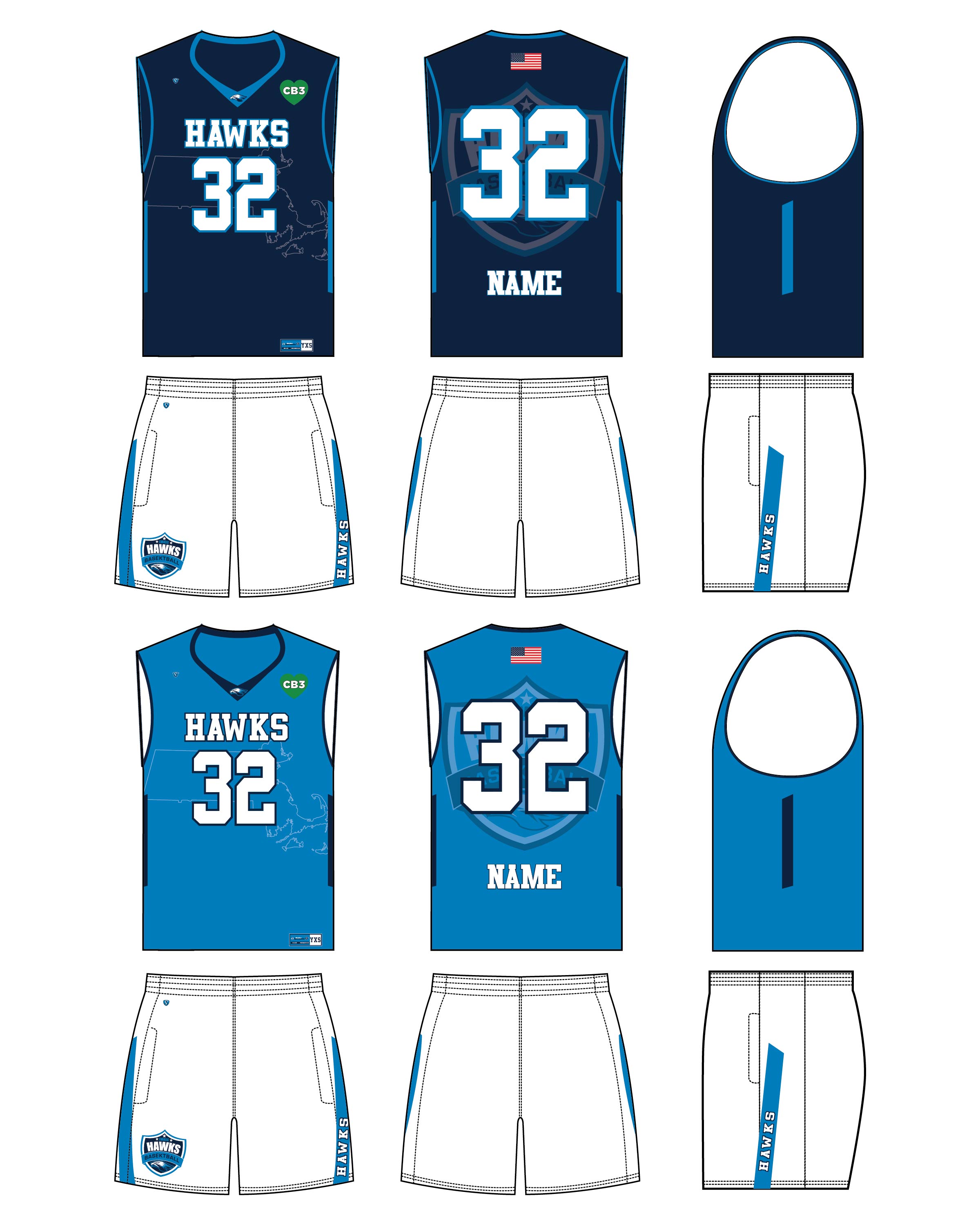 Custom Sublimated Basketball Uniform - Hawks 