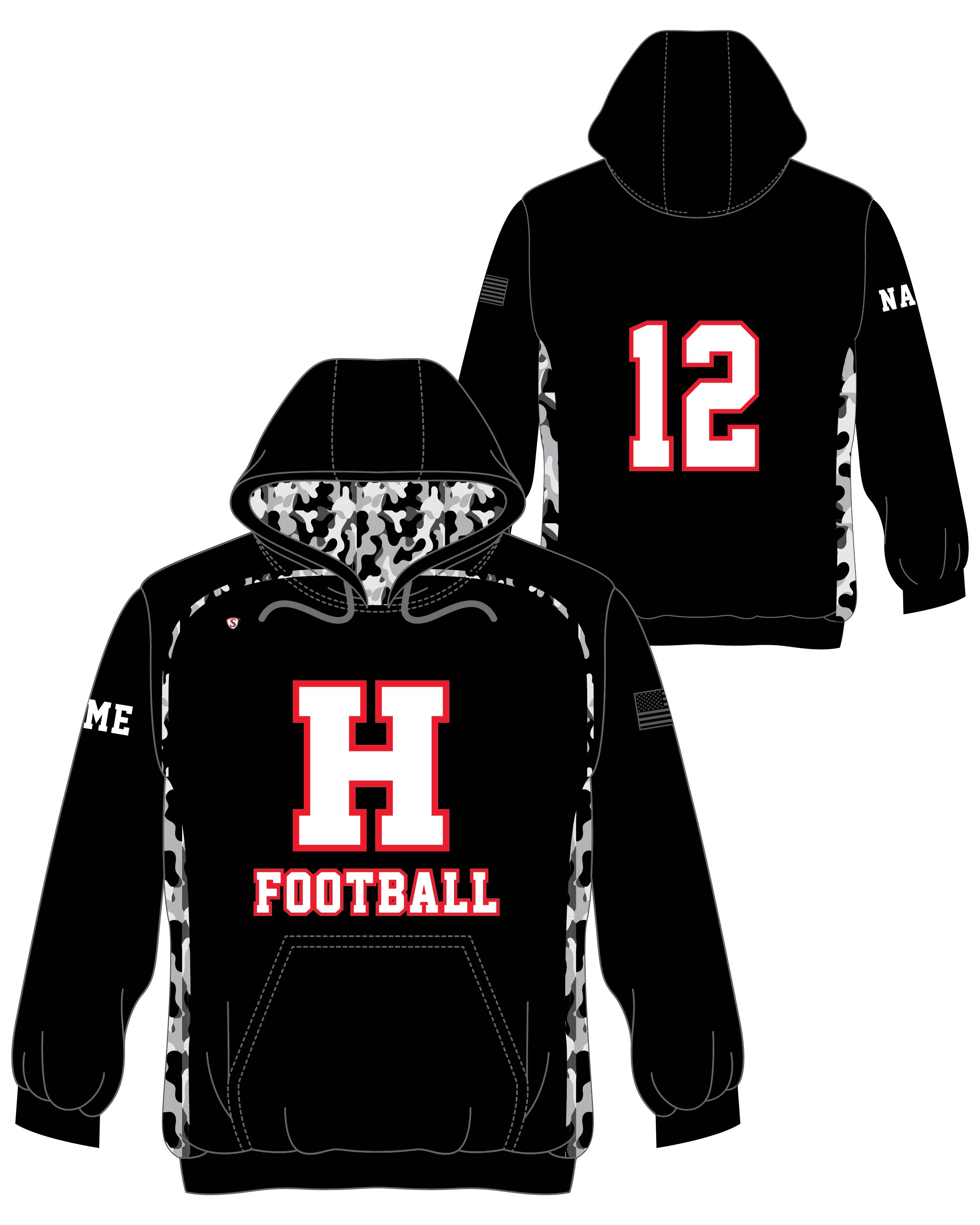 Custom Sublimated Hoodie - Hingham Football 2