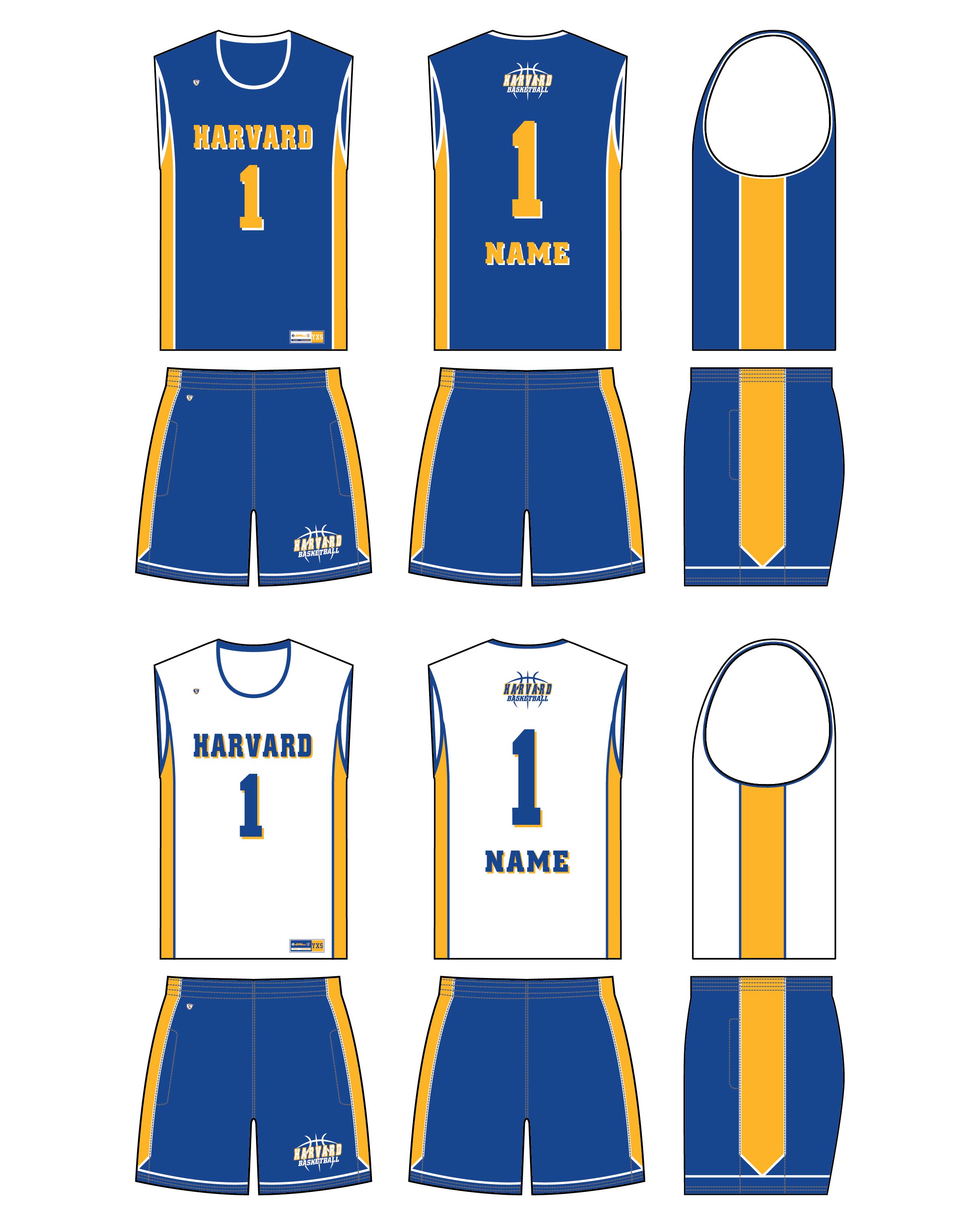 Custom Sublimated Basketball Uniform - Harvard 