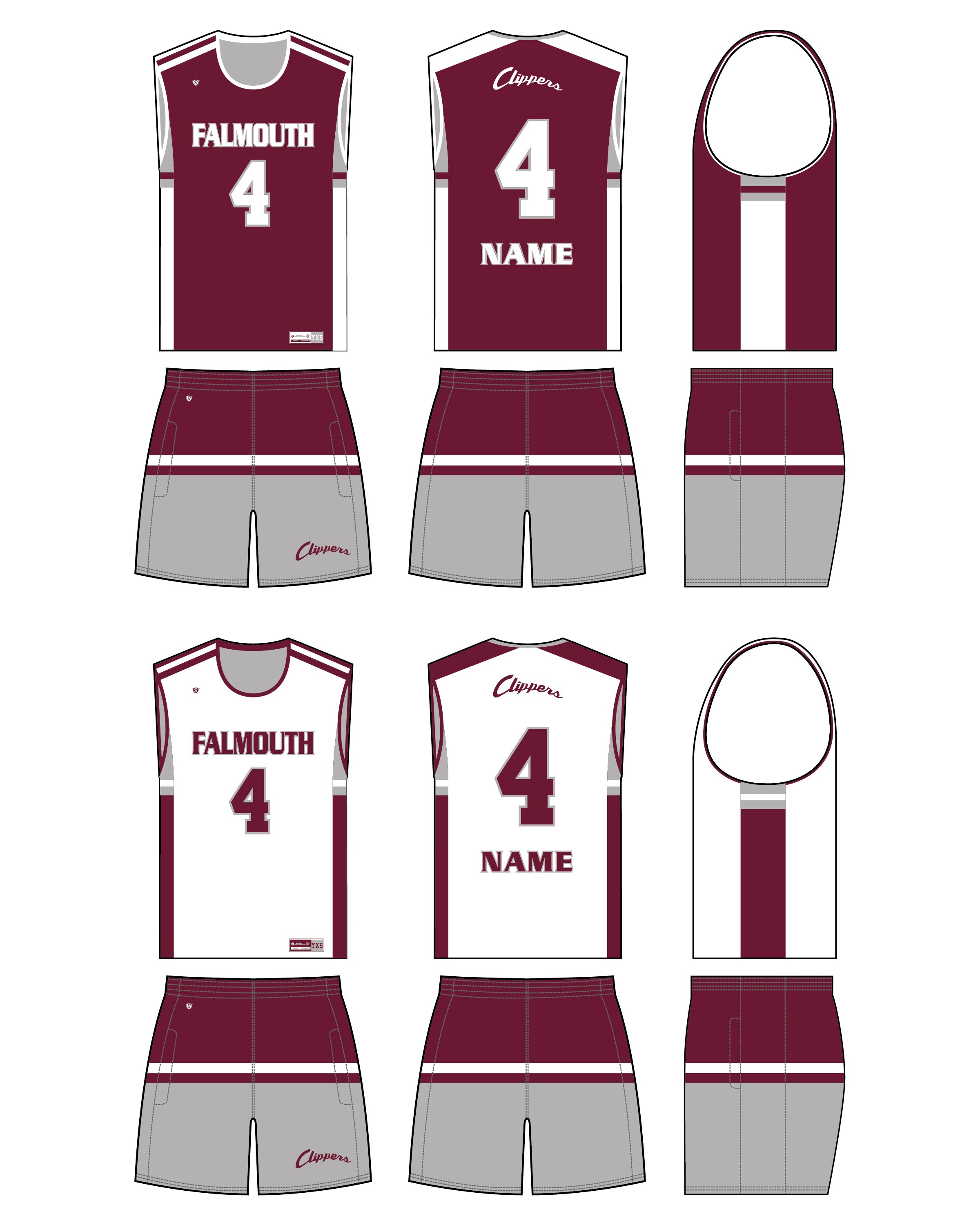 Custom Sublimated Basketball Uniform - Falmouth 