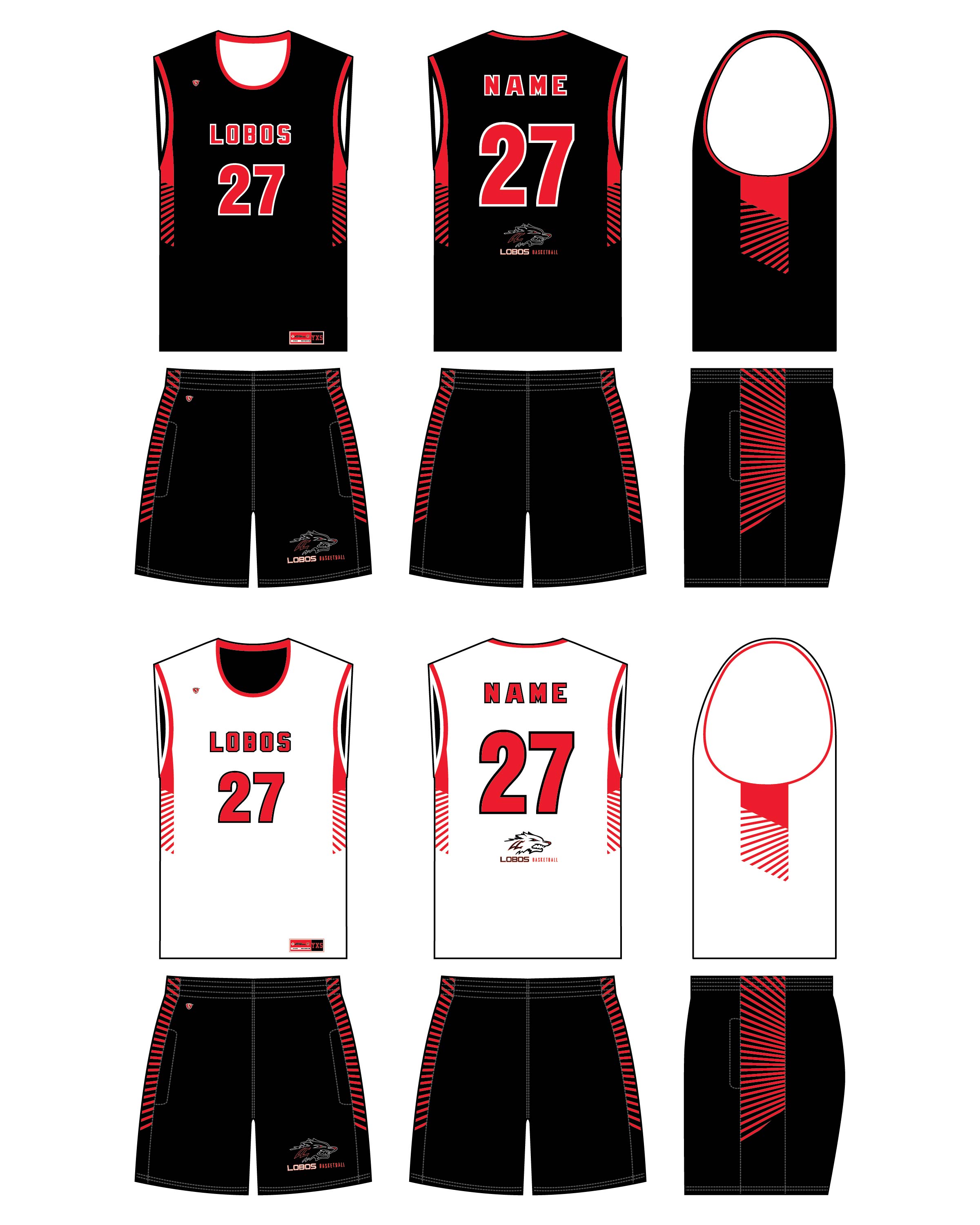 Custom Sublimated Basketball Uniform - Lobos 