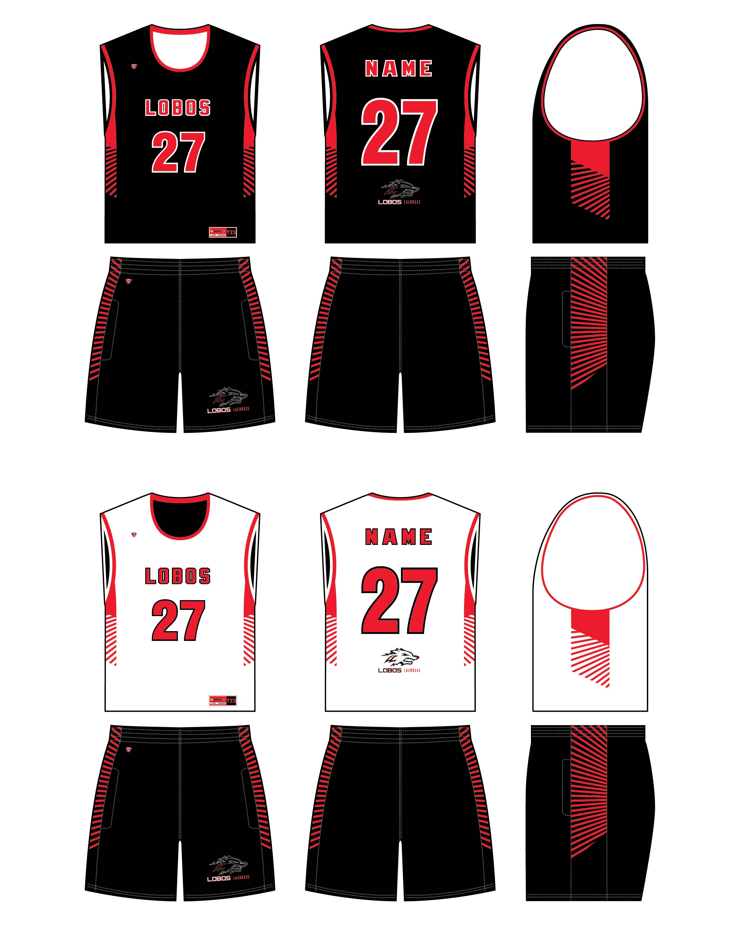 Custom Sublimated Lacrosse Uniform - Lobos