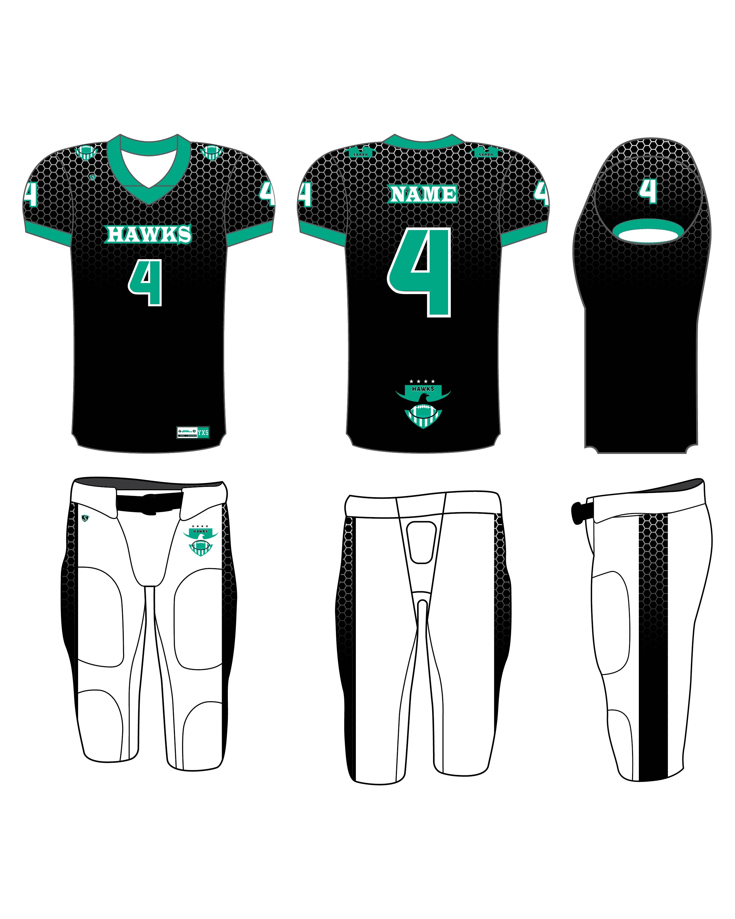 Custom Sublimated Football Uniform - Hawks