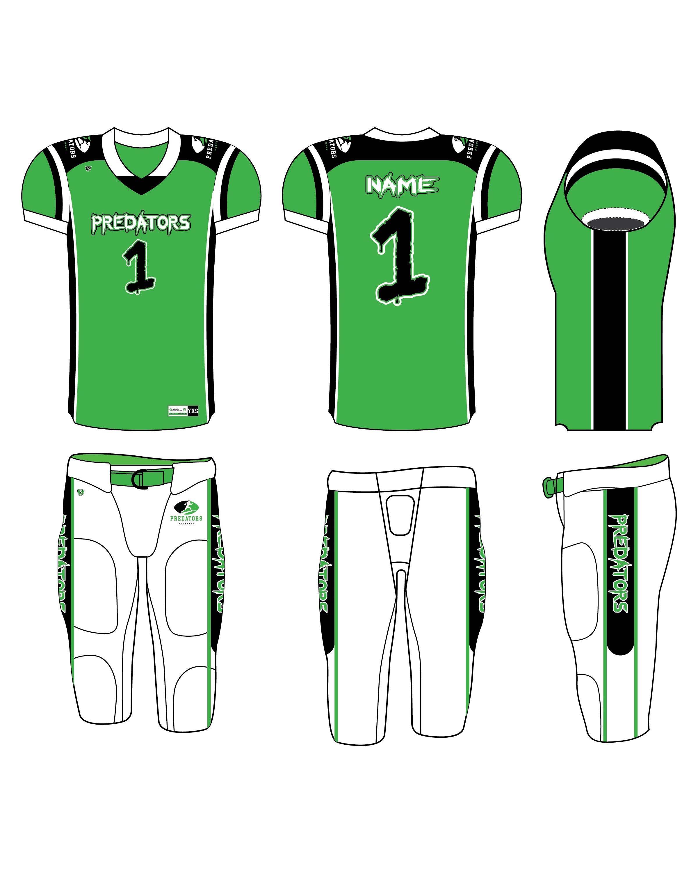 Custom Sublimated Football Uniform - Predators