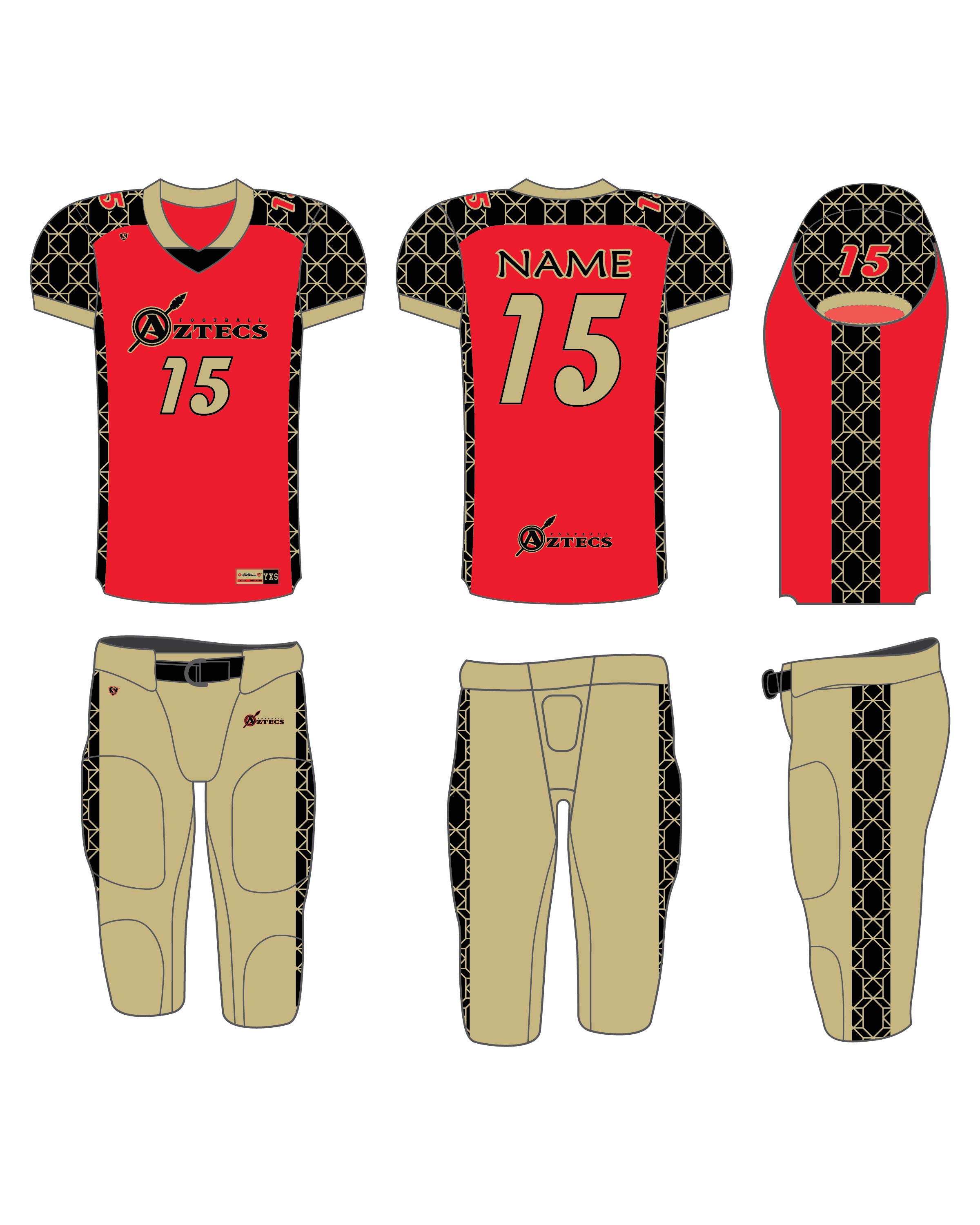 Custom Sublimated Football Uniform - Aztecs
