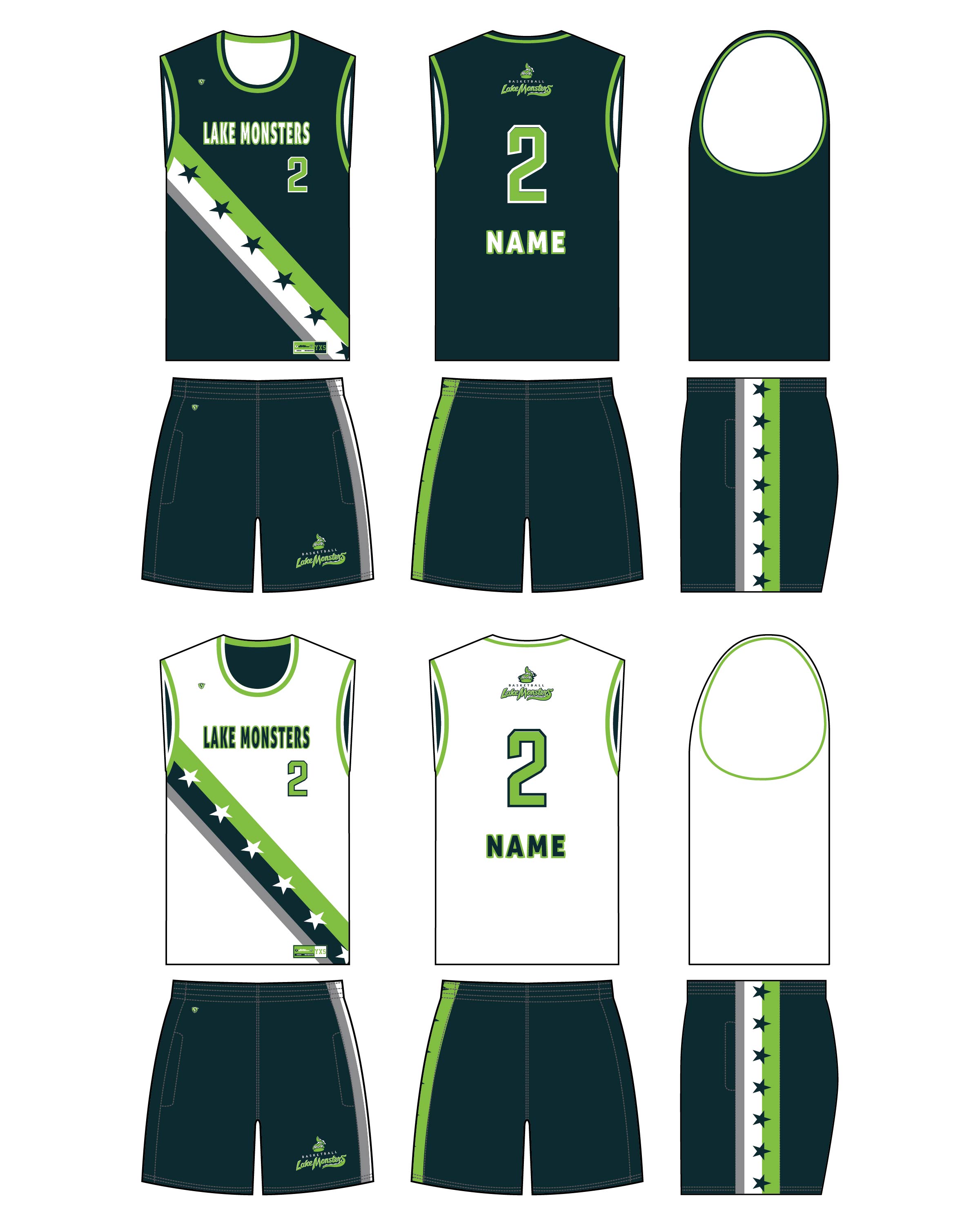 Custom Sublimate Basketball Uniform - Lake Monsters