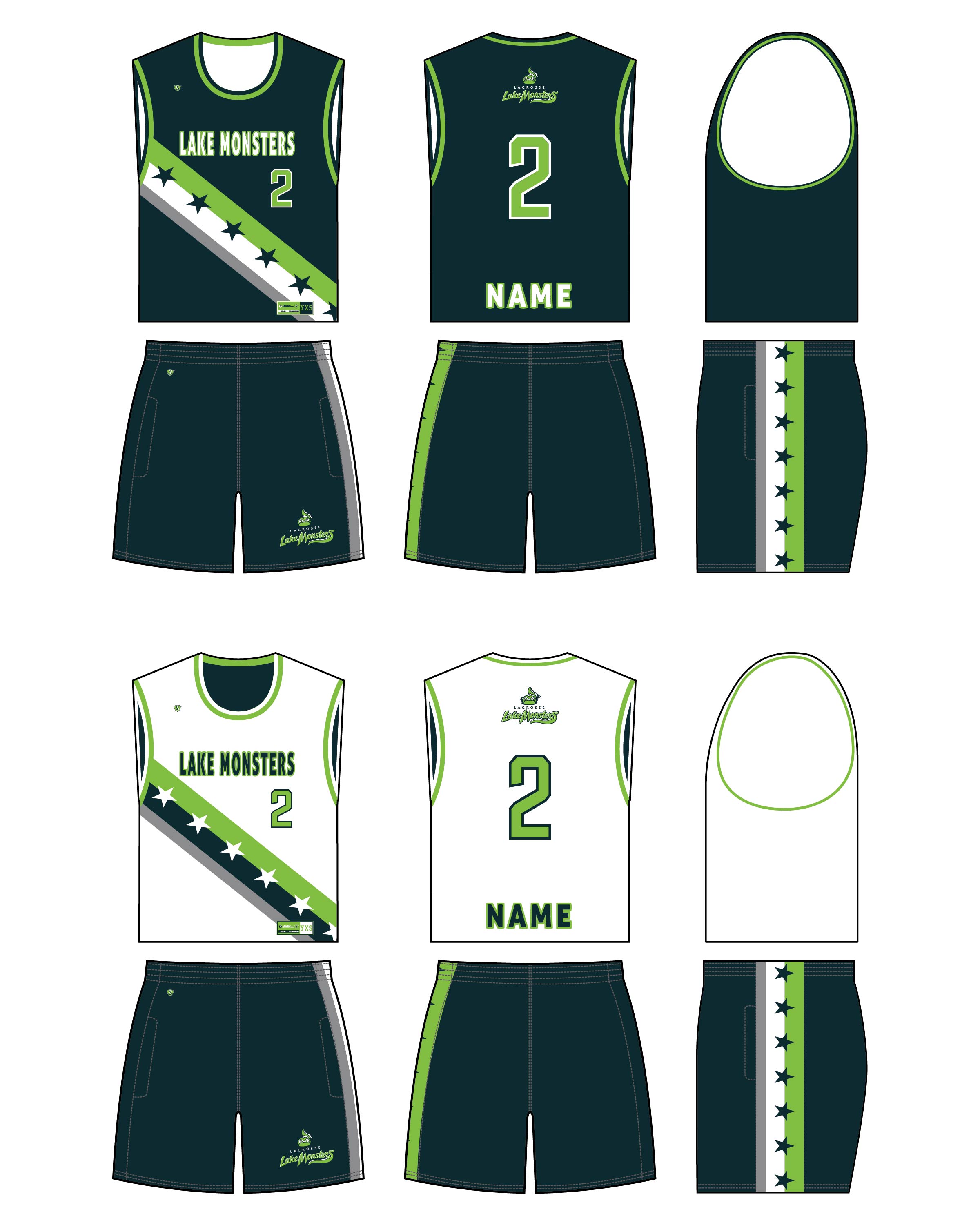 Custom Sublimated Lacrosse Uniform - Lake Monsters
