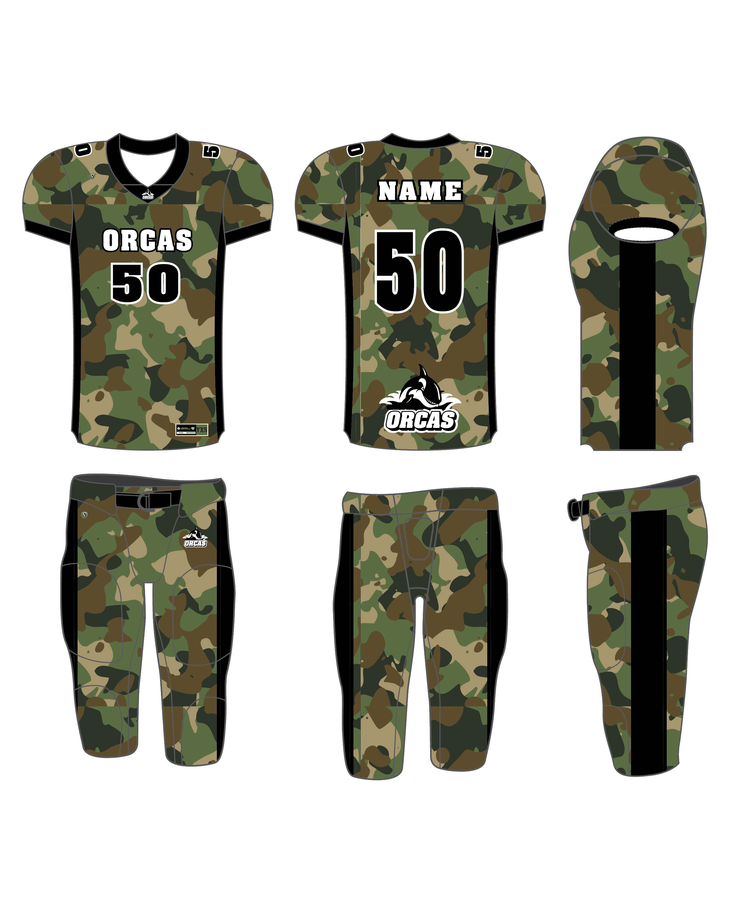Custom Sublimated Football Uniform - Orcas