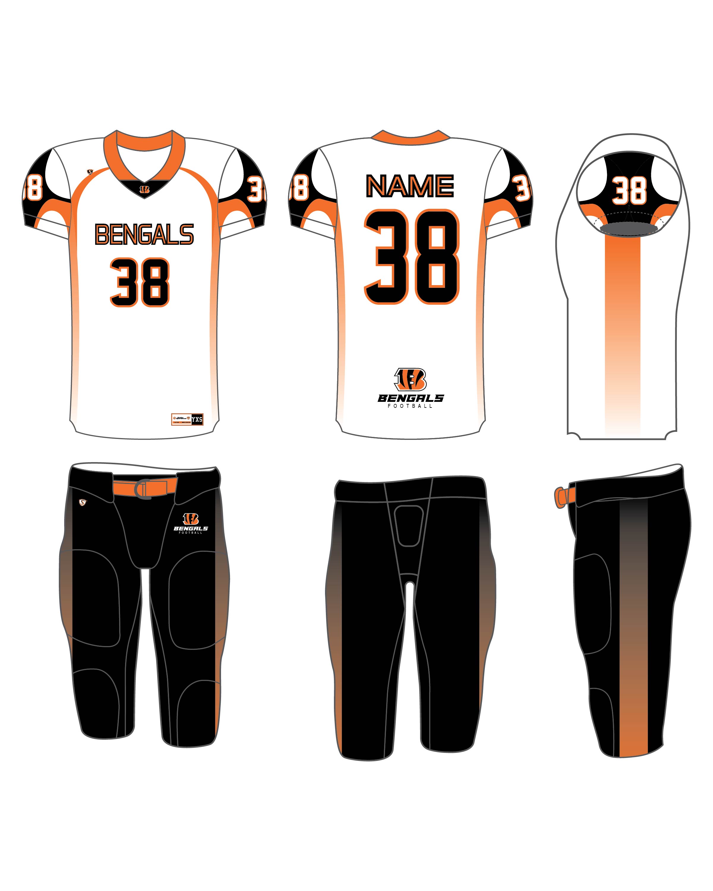 Custom Sublimated Football Uniform - Bengals