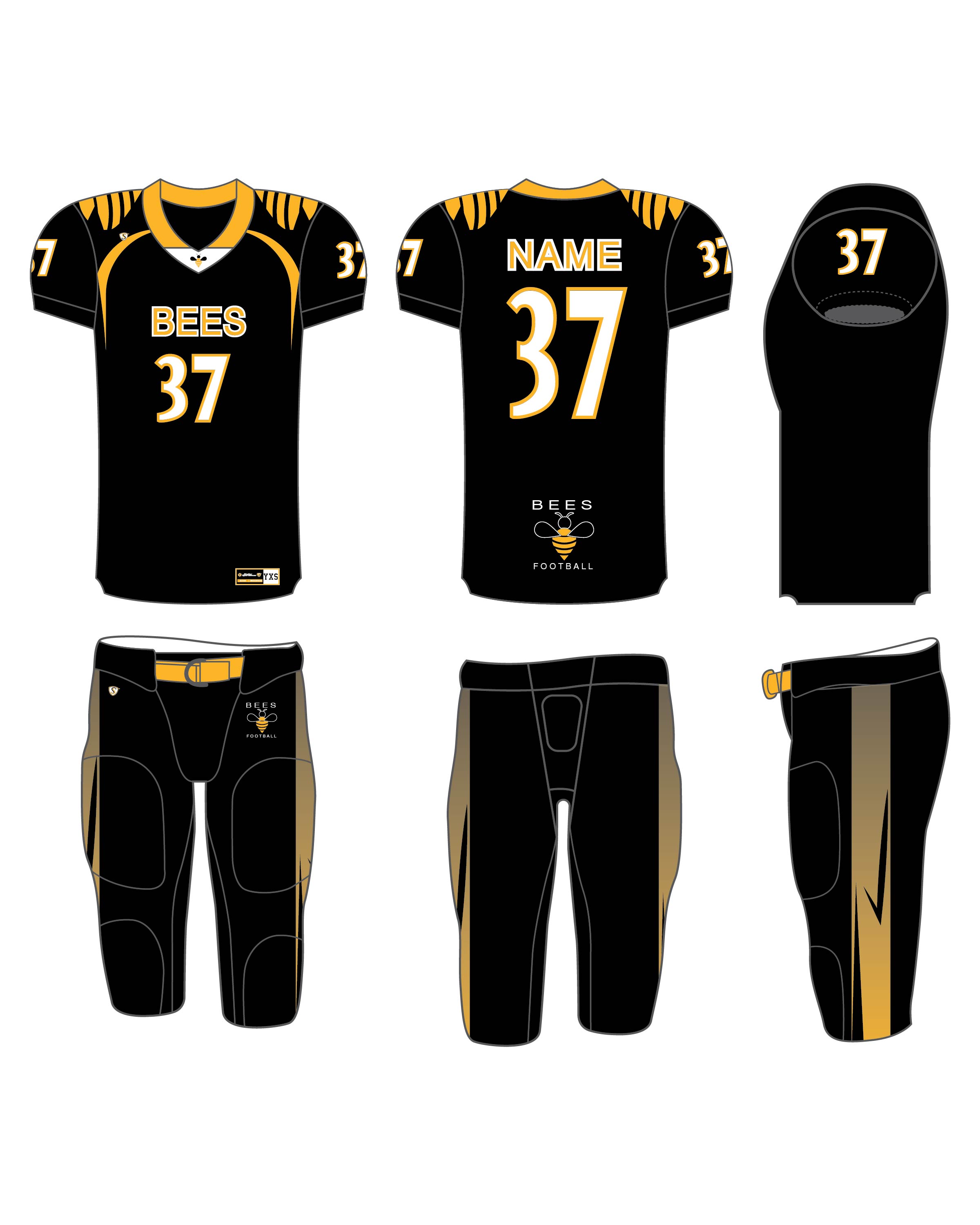 Custom Sublimated Football Uniform - Bees