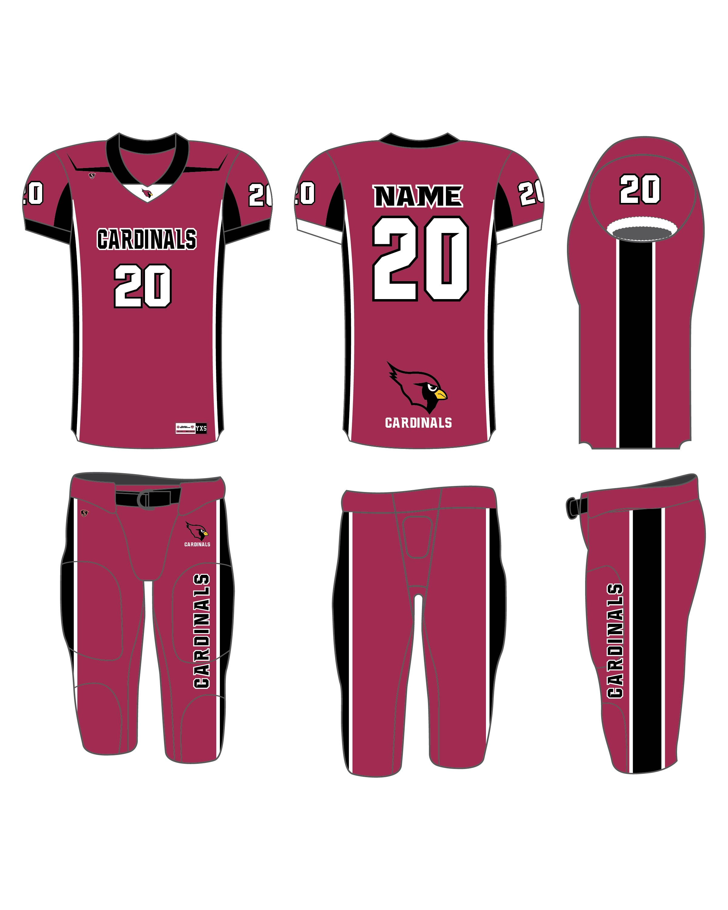 Custom Sublimated Football Uniform - Cardinals