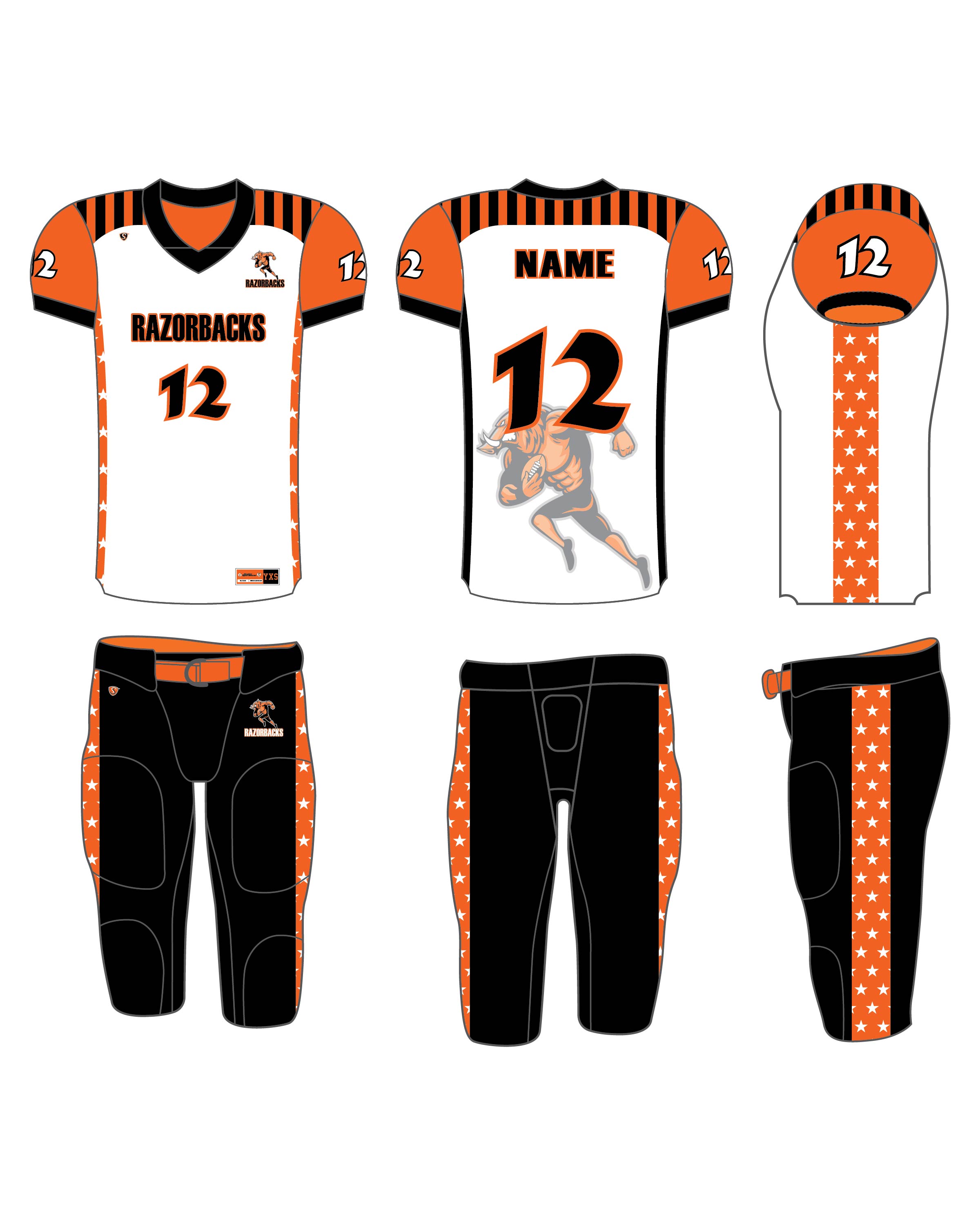 Custom Sublimated Football Uniform - Razorbacks