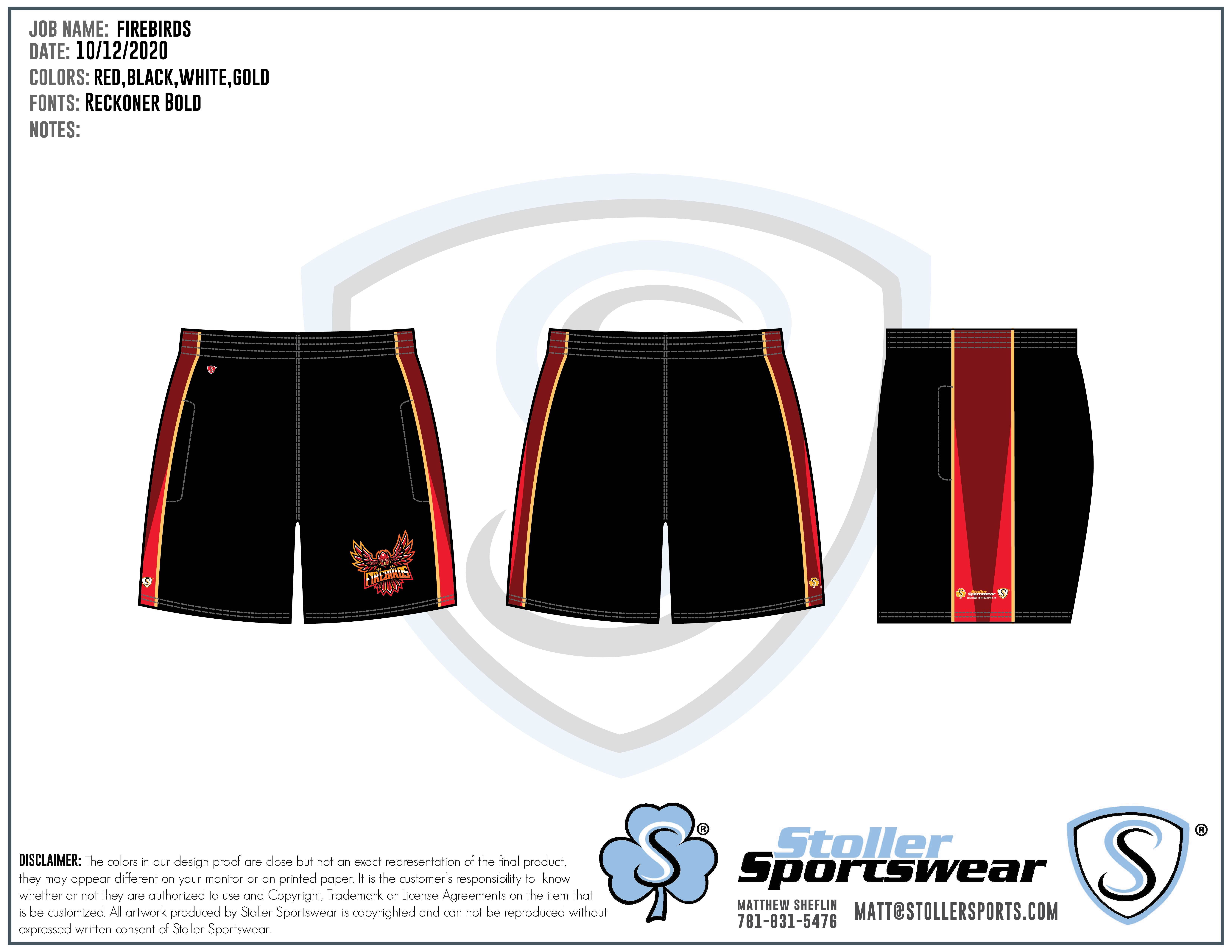 Custom Sublimated Shorts - Firebirds