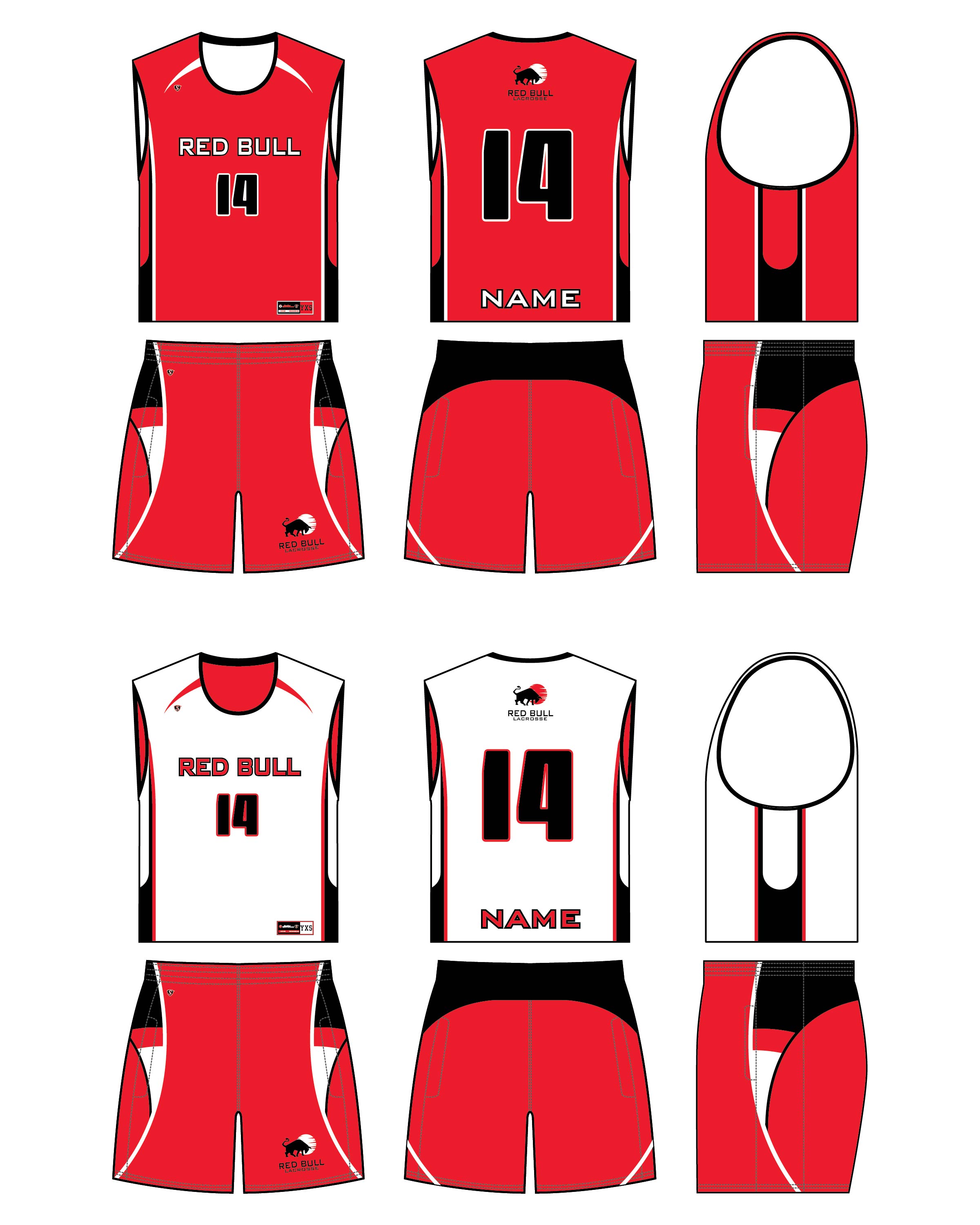 Custom Sublimated Lacrosse Uniform - Red Bulls 