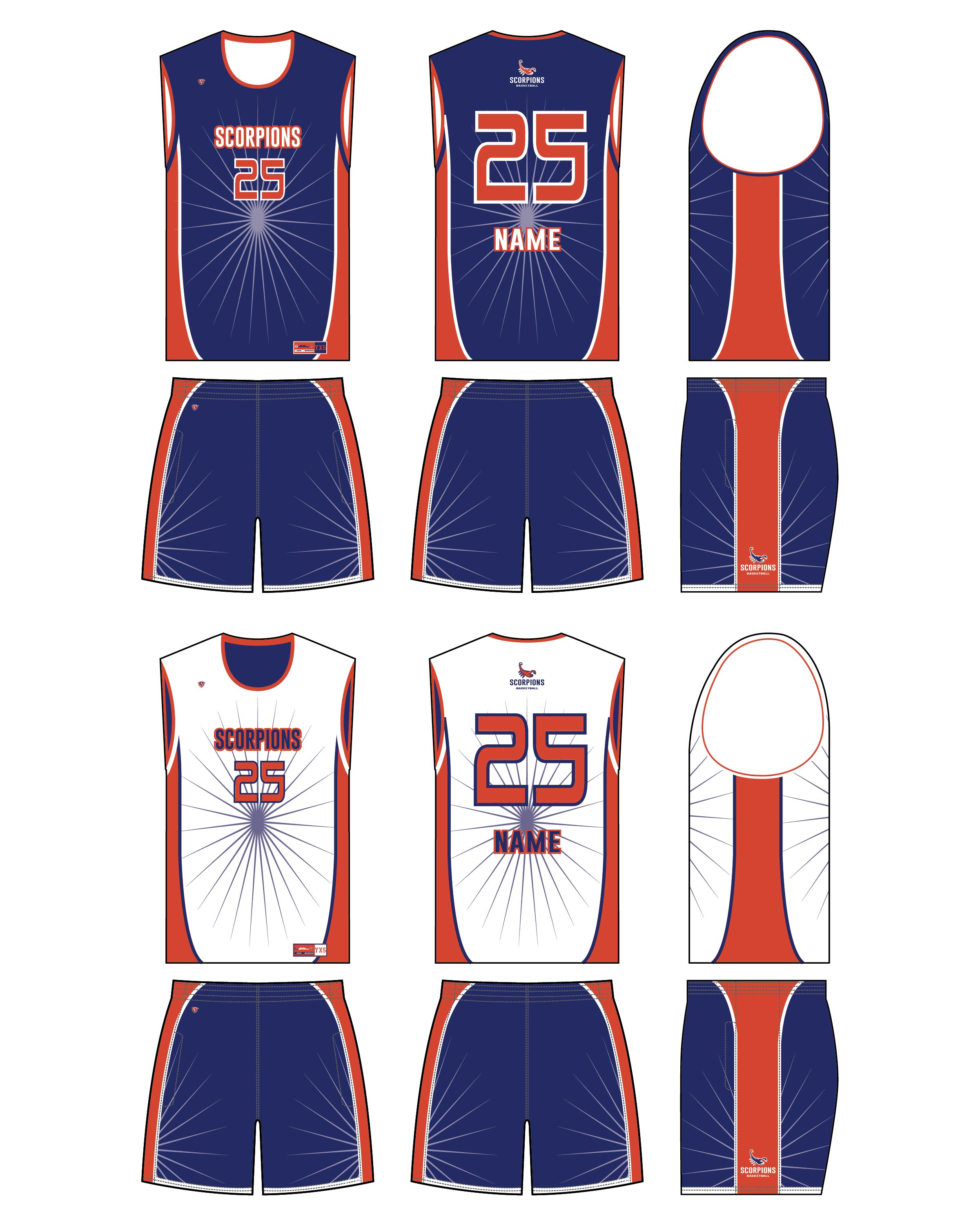 Custom Sublimated Basketball Uniform - Scorpions