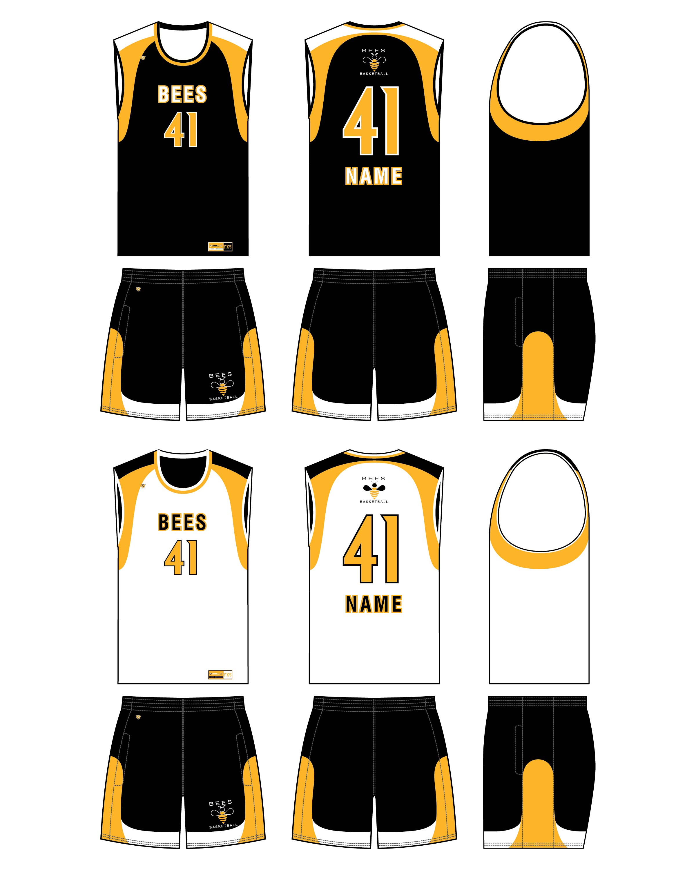 Custom Sublimated Basketball Uniform - Bees