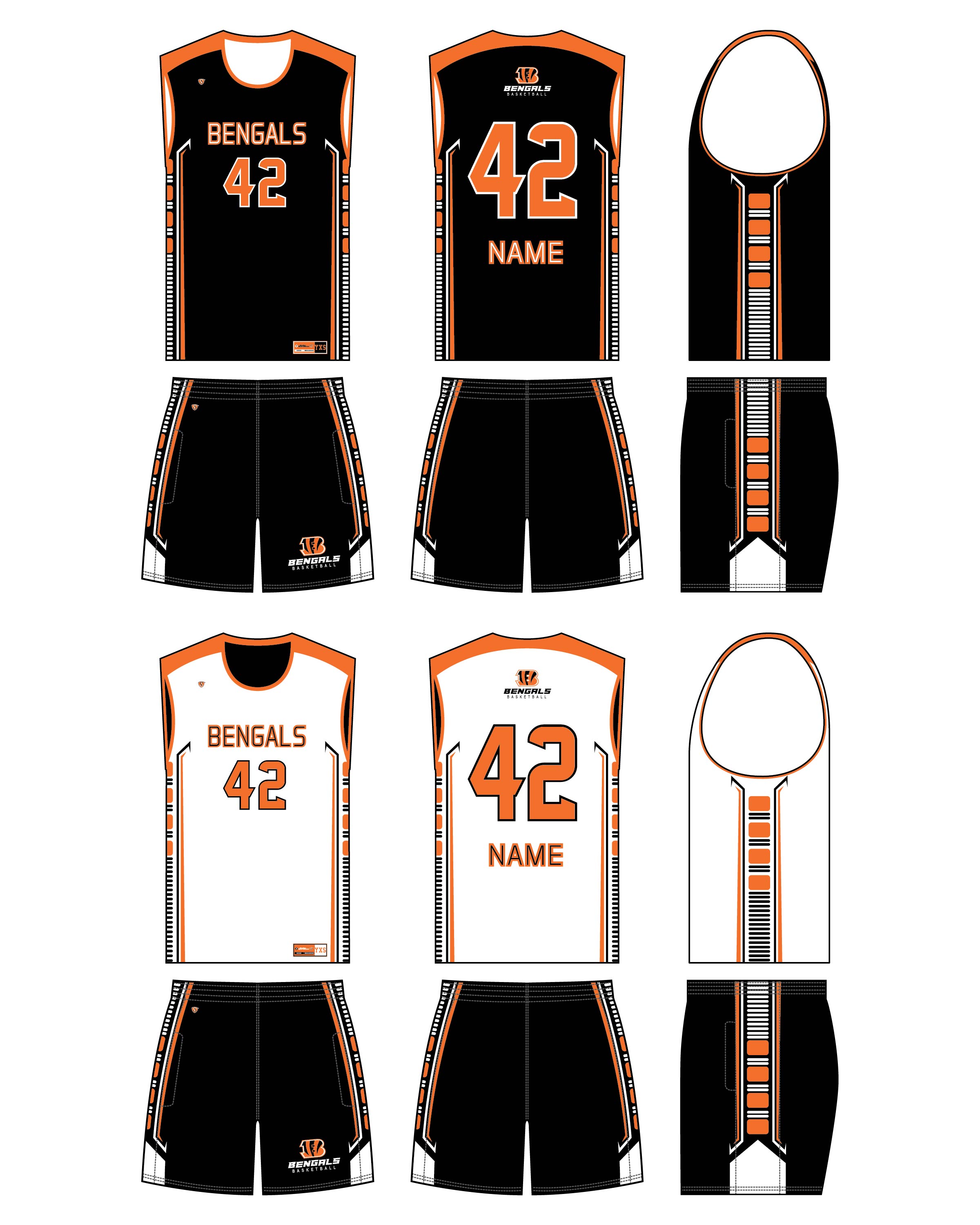 Custom Sublimated Basketball Uniform - Bengals