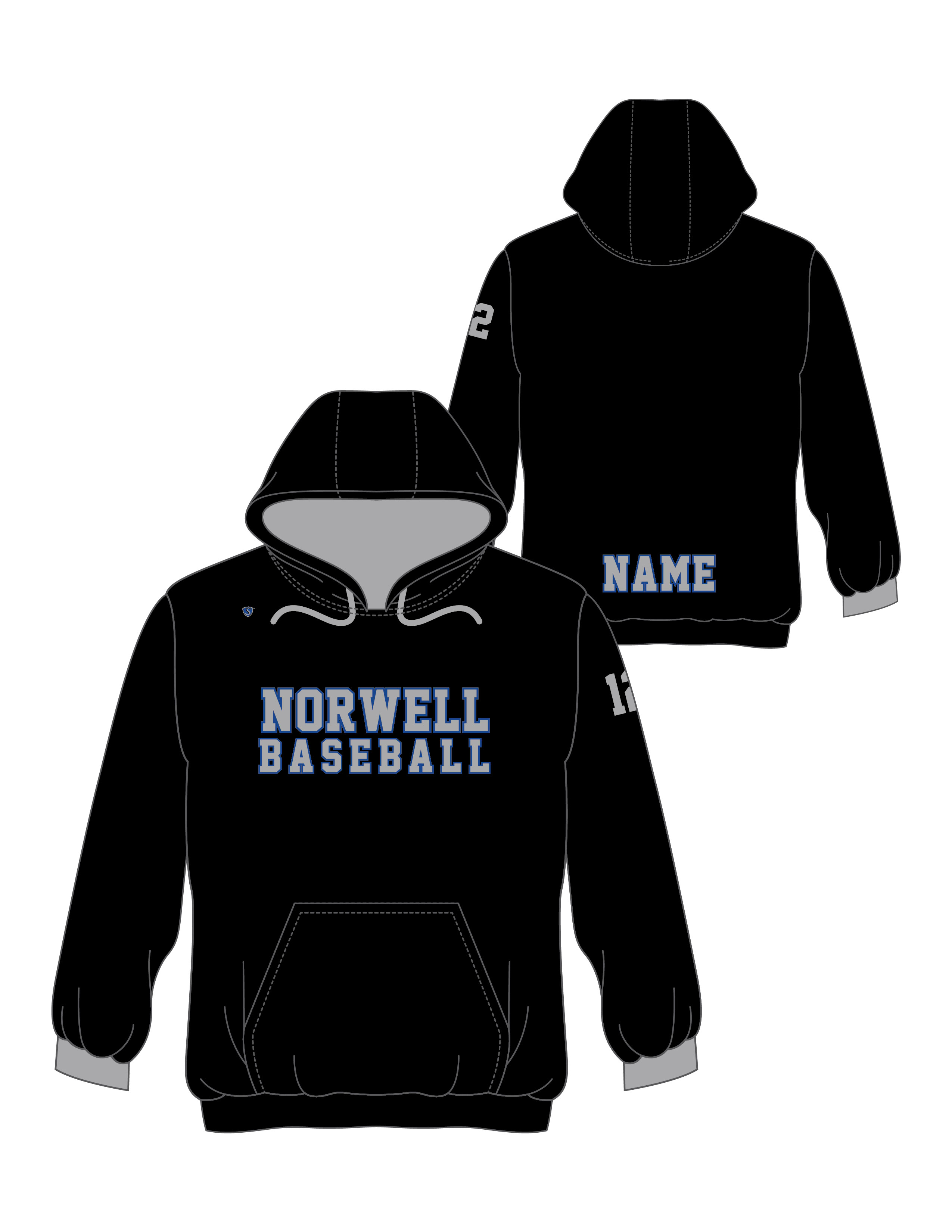 Custom Sublimated Hoodie - Norwell Baseball 1 