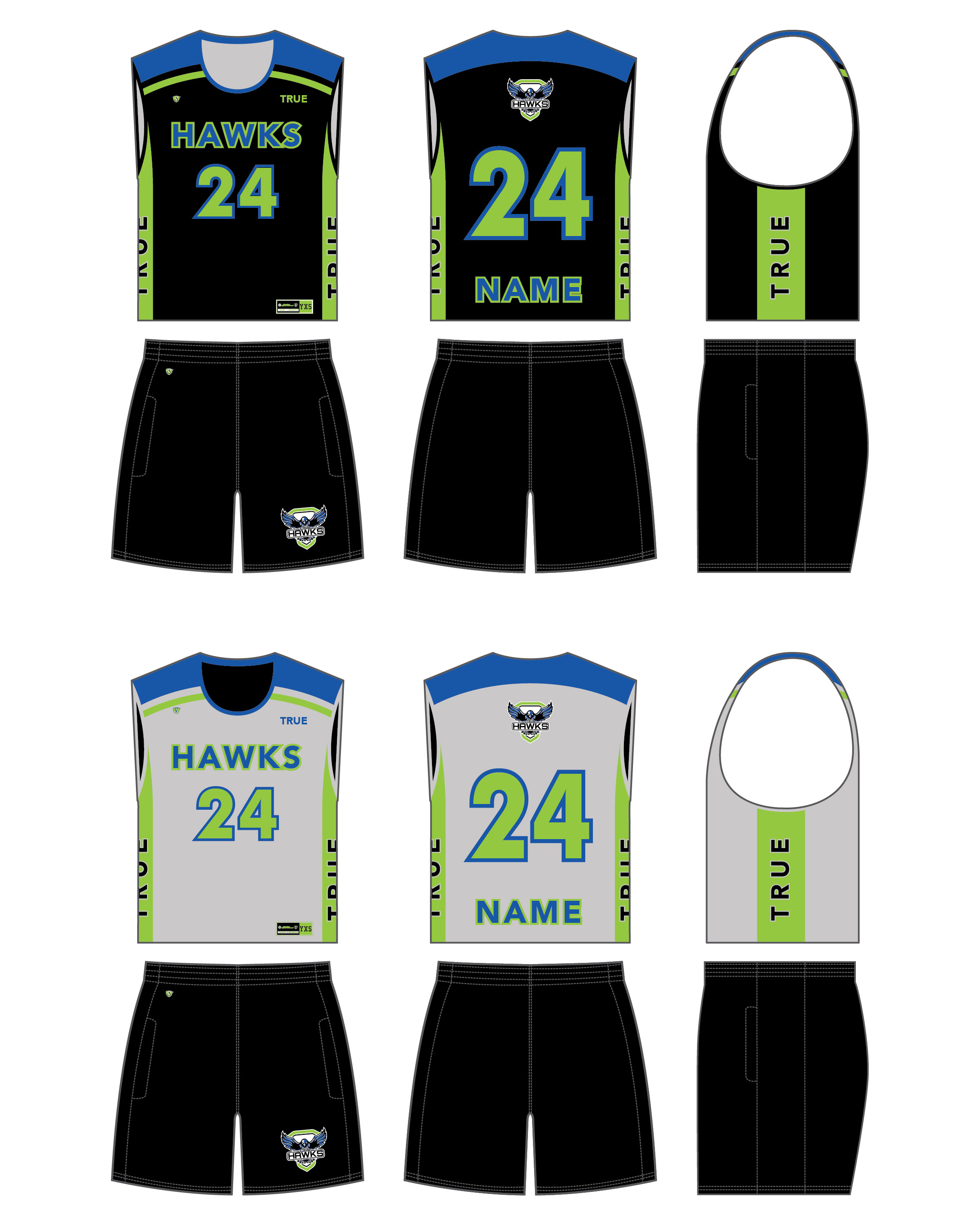 Custom Sublimated Lacrosse Uniform - True Hawks
