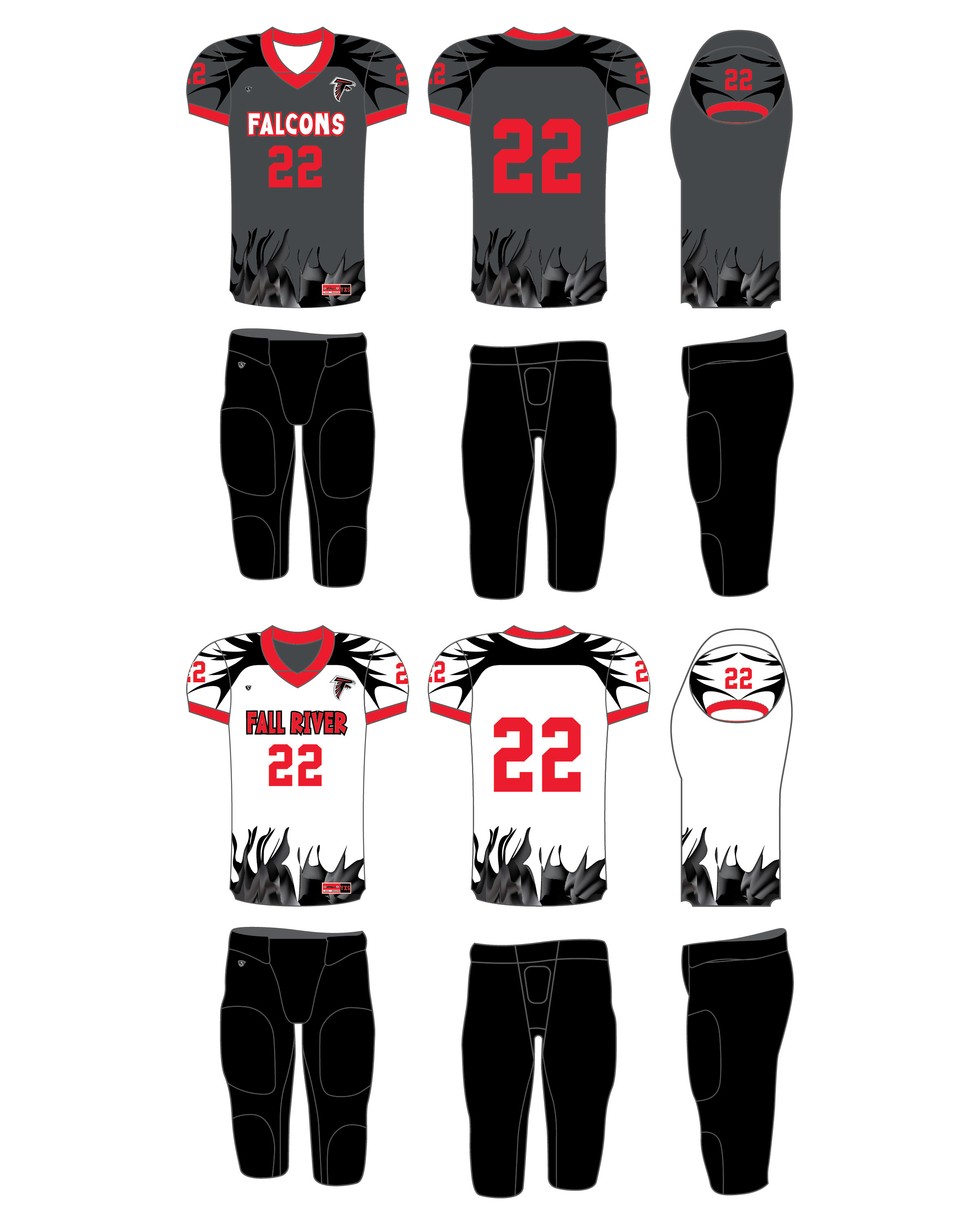 Custom Sublimated Football Uniform - Fall River 1 