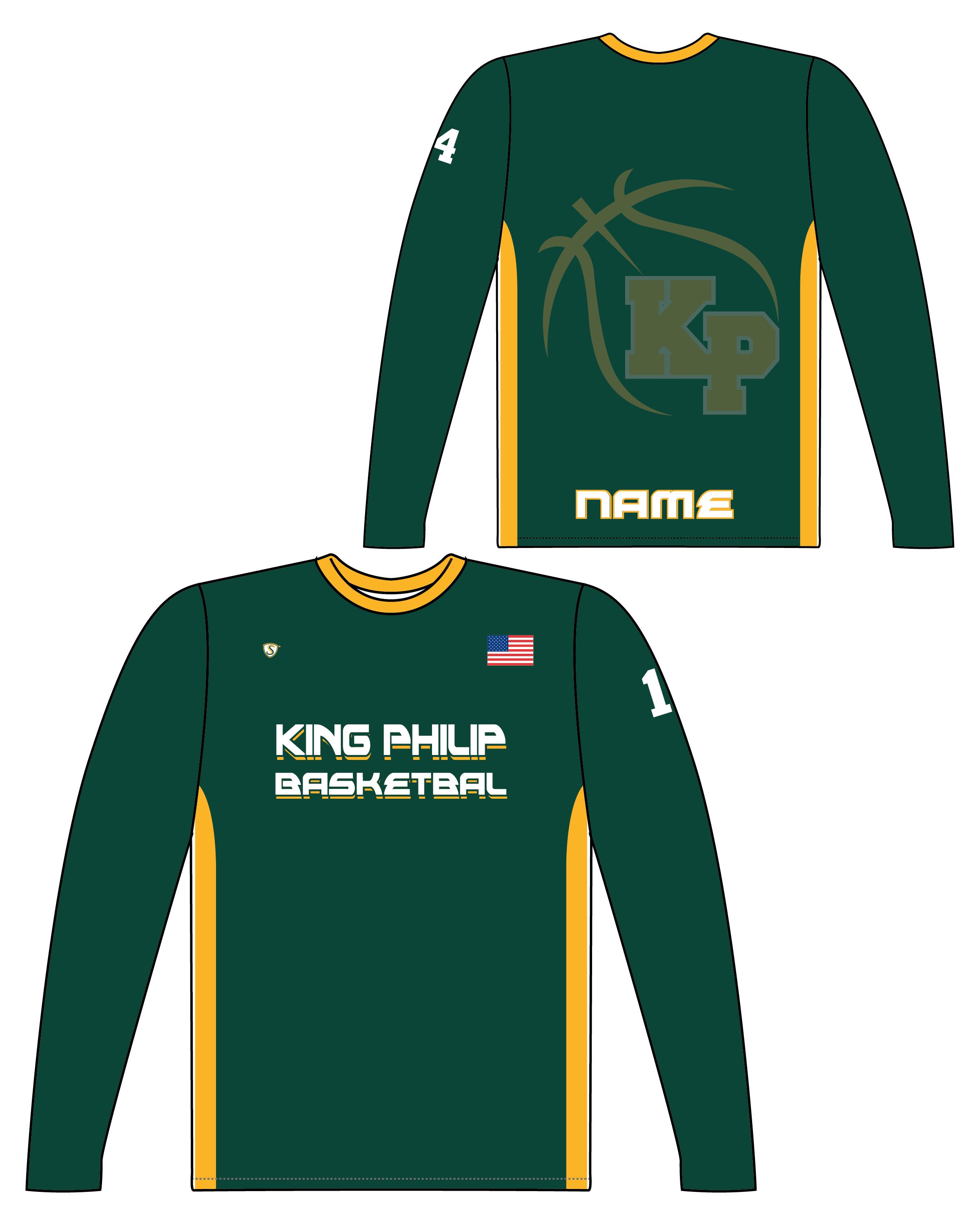 Custom Sublimated Long Sleeve Shooter Shirt - King Philip Basketball