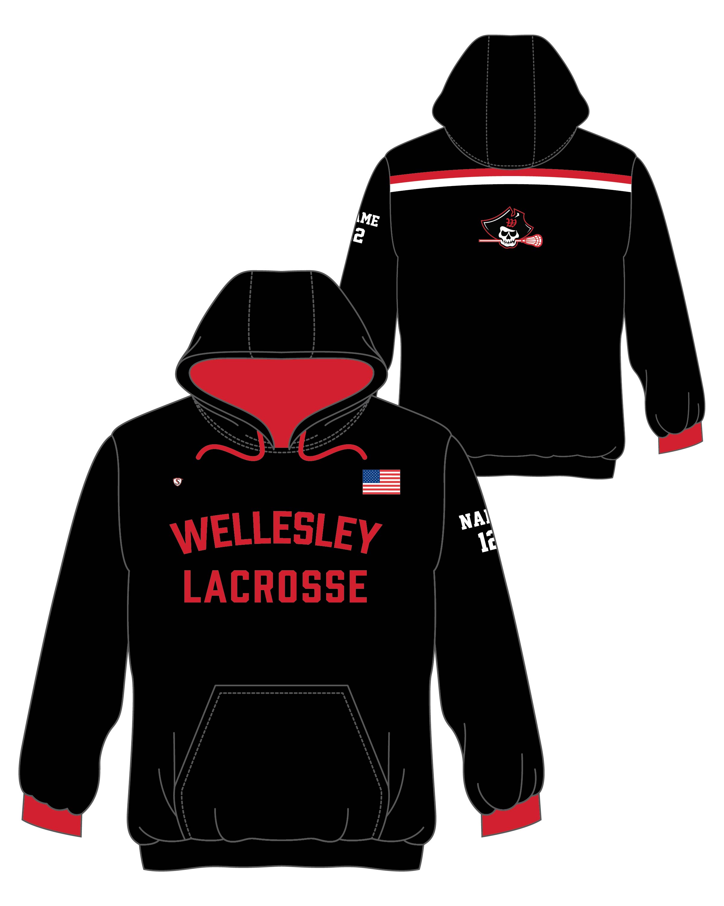 Custom Sublimated Hoodie - Wellesley Lacrosse
