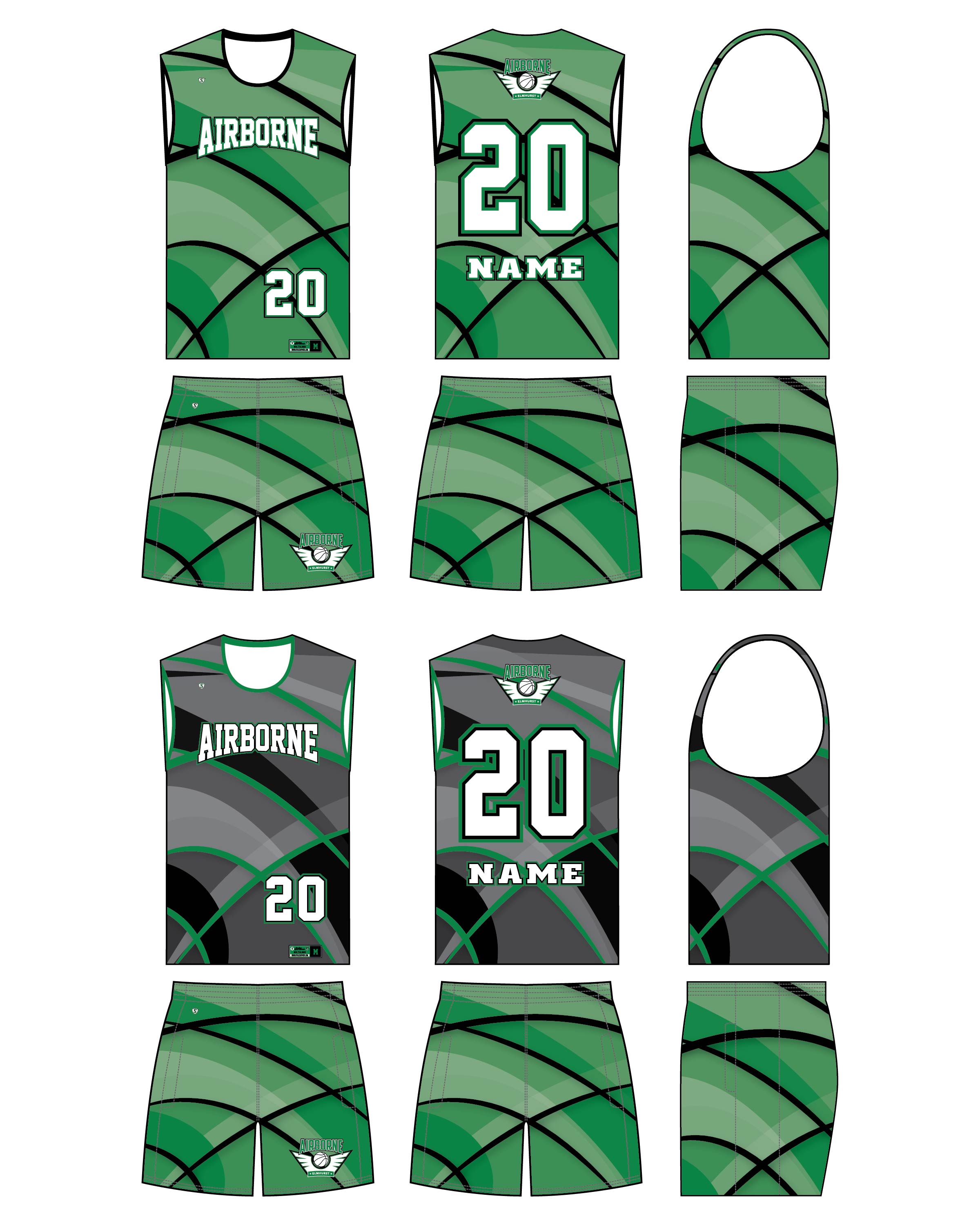 Custom Sublimated basketball Uniforms - Elmhurst 1