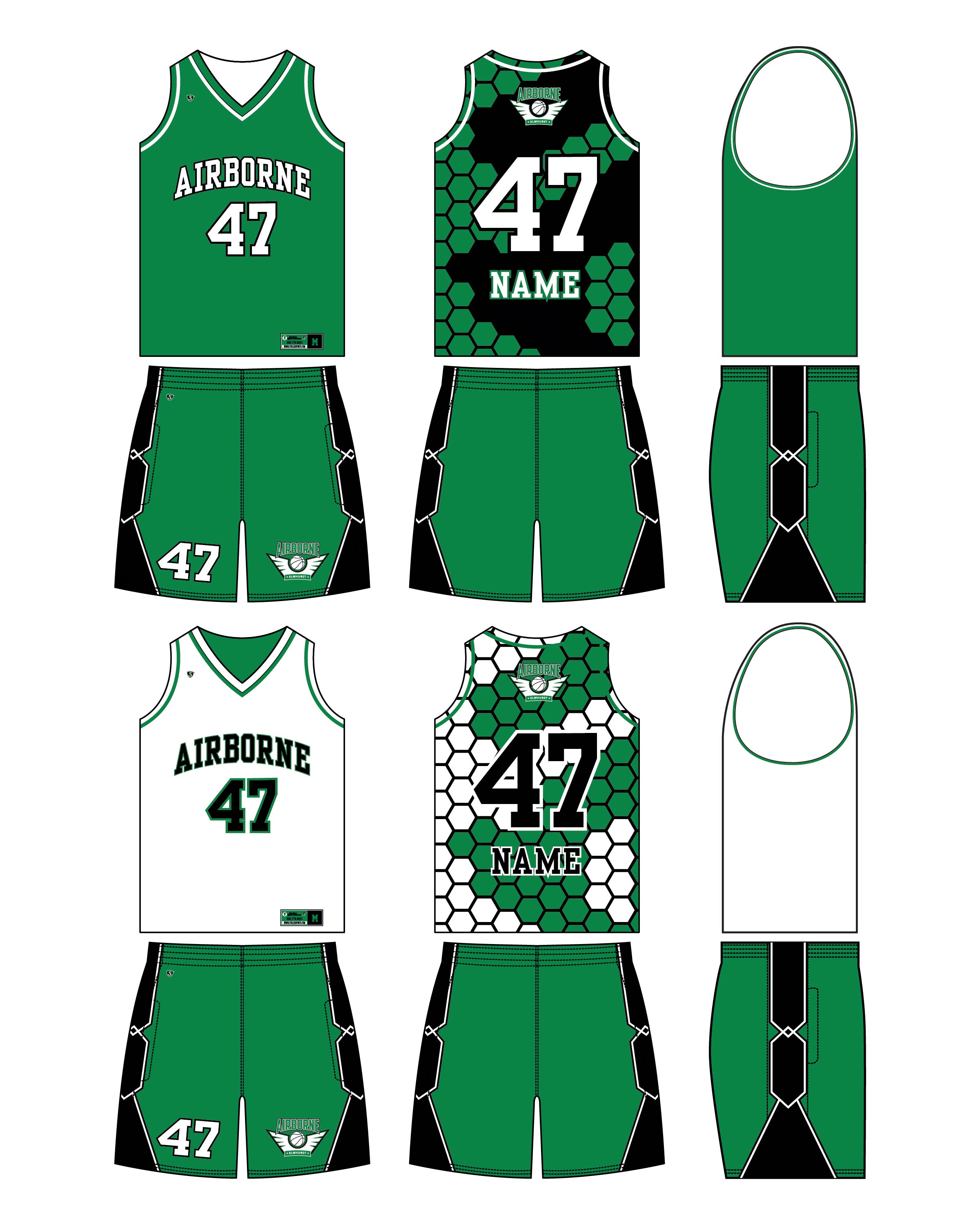 Custom Sublimated basketball Uniforms - Elmhurst 2